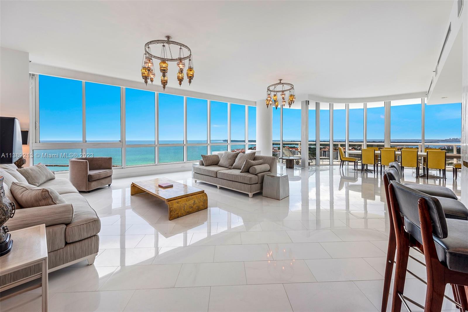 Stunning 4,776 square foot unit boasts over 180 degrees of breathtaking panoramic views of the Atlantic Ocean, Fisher Island, and Miami skyline. Featuring three large bedrooms, two offices, media room and open plan living. In addition sold separately is a beach front cabana #5 asking $2,750,000. Continuum offers unparalleled luxury amenities on 13.5 acres, so enjoy luxurious resort style living including full-service spa, fitness center, 3 swimming pools, private beach access. Building offers 24-hour concierge service and guard gate, ensuring the utmost privacy and security. Located in Miami Beach's prestigious South of Fifth neighborhood, Continuum is just steps away from world-class restaurants, designer shops, and cultural attractions.