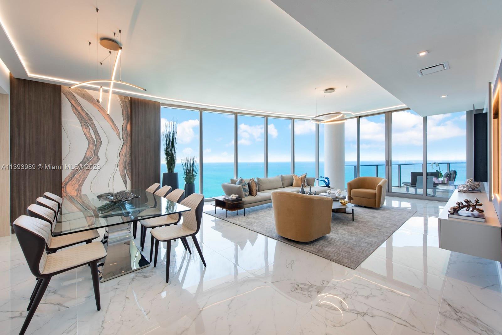 Luxury stunning brand new apt at the amazing Ritz-Carlton Residence at Sunny Isles Beach. Enjoy forever direct waterfront view of crystal clear blue ocean from every room. 2 Large terraces. 3bs+den/4.5bth. Comes fully furnished. Private elevator foyer. Open kitchen with European appliances, stone countertops, imported Italian cabinetry, marble accented baths Designed by Arquitectonica and interiors by Italian designer Michele Bönan. Unsurpassed amenities include: concierge, valet, restaurant & room service, beach & pool services, 2 swimming pools, hot tub, movie theater, oceanfront gym and Spa, wine lounge, game room, complimentary continental breakfast every day and much more. Ritz Carlton has no limits to offer its residents an extraordinary lifestyle. Offered "turn-key" fully furnished.