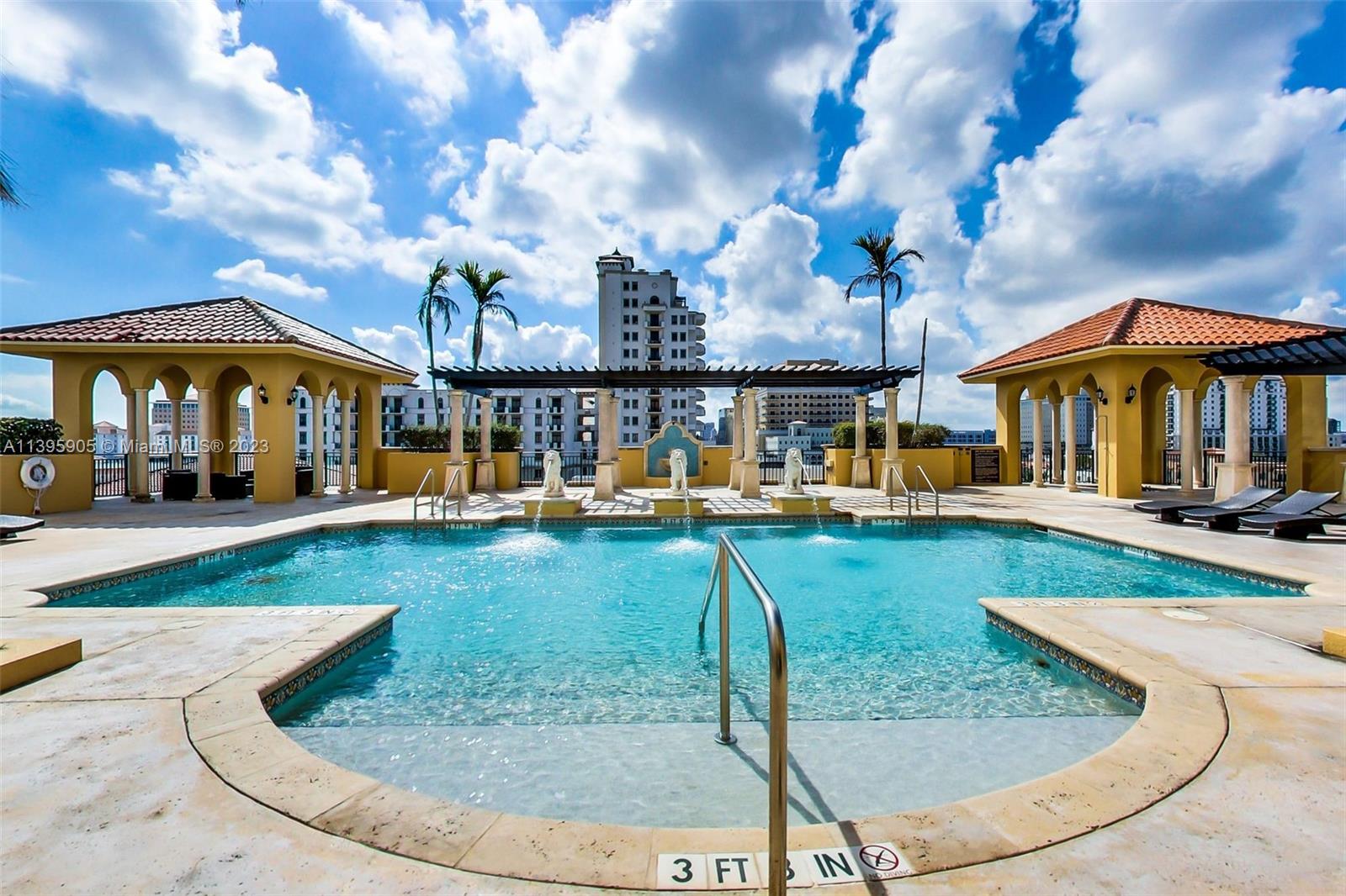 Amazing unit in the heart of Coral Gables in a Mediterranean style Boutique Building. This 1 bedroom 1 bath Unit (882 square feet) built in 2008 Features include front door security, a private elevator which opens right into its foyer, 10 ft. ceilings, washer and dryer inside the unit, high speed internet & cable and only 50 Residential units. European Kitchen has all stainless steel appliances and granite countertops. Amenities include a pool with an entertainment area, and a sauna and exercise room. Awesome views of Downtown Gables and Miami from the large balcony. The location is remarkable as Miracle Mile shops and restaurants are within walking distance. Trolley transportation is free and convenient to take you directly to Downtown Coral Gables. This unit is a keeper.