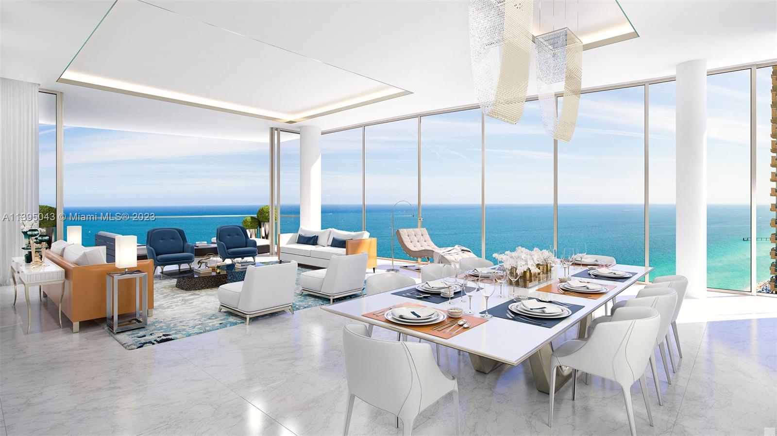 Welcome to Miami's premier property, The Estates at Acqualina. Spectacular SE corner in south tower with 4 bedrooms + family room + staff room, home automation, marble floors throughout, dual onyx bathrooms with steam shower and tub overlooking the ocean, chef's kitchen with La Cornue gas range, two expansive terraces with outdoor grill, and many other fine appointments. World-class amenities featuring Rolls Royce house car, state-of-the-art spa and fitness facilities, daily breakfast buffet, cinema, F1 simulator, cigar lounge, golf simulator, bowling, skating rink, trading room, teen tech lounge and toddlers room. Three swimming pools complete with FlowRider and slide. On-sight world-class dining by renown Estiatorio Avra, Il Mulino NY, Ke UH and pool/beach dining by Meze and Costa Grill.