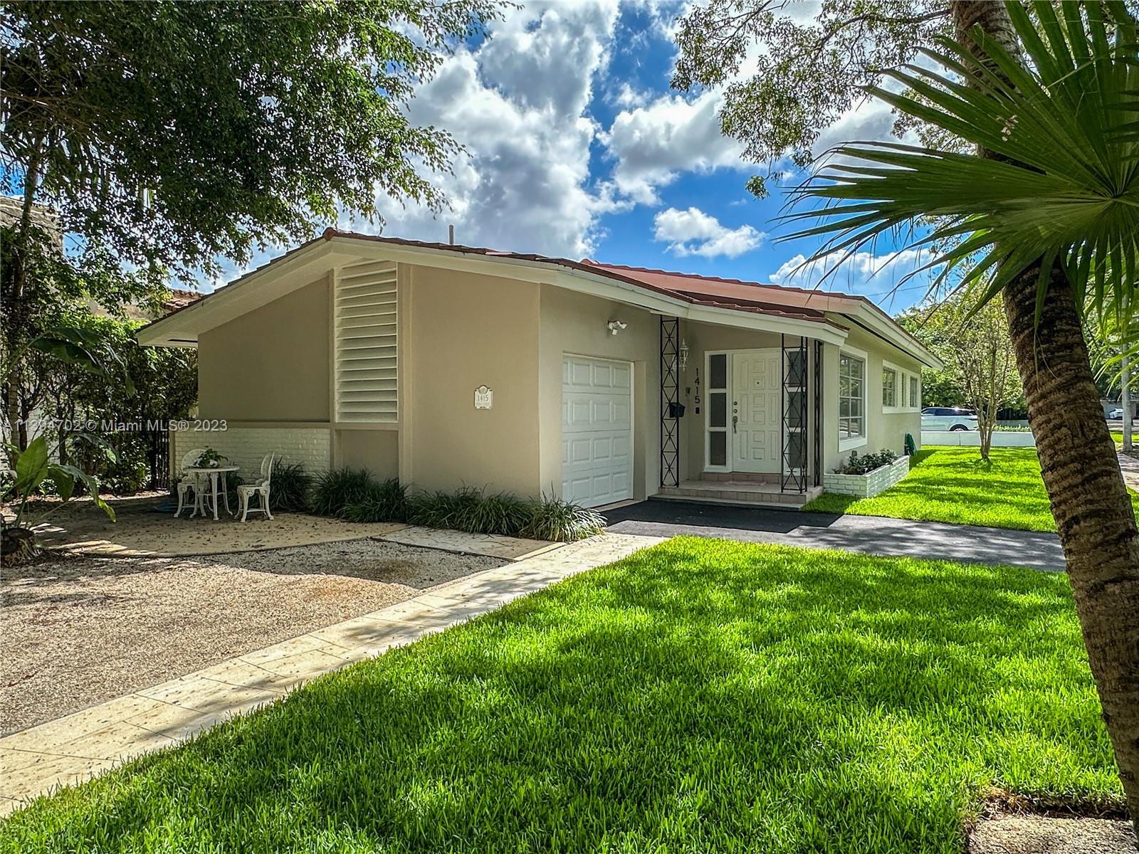 This inviting 3 bedroom 2 bath home is located on a quiet corner lot in North Coral Gables. The home is recently updated with new kitchen appliances and has generous space and distribution. The living room is bright and airy with a large windows that lets in plenty of natural light. The master bedroom is spacious and has a walk-in closet. The other two bedrooms are also comfortable and share a bathroom. The home has a one car garage where the washer and dryer are located. Close to schools, shopping, and restaurants.