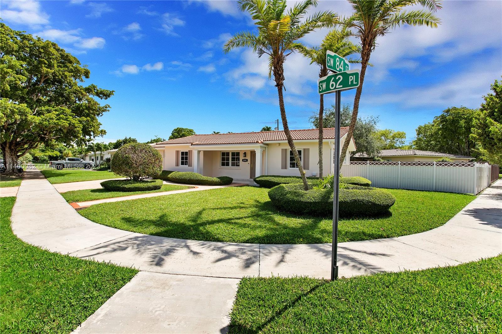 Located in Beverly Gardens, one of Miami’s hottest neighborhoods, close to schools, shopping, & all that South Miami has to offer, this 3 BR, 2 BA home has been lovingly updated and is ready to move right in!  The home has a fabulous floor plan that includes a large formal living/dining room, plus a spacious family room w/ wood beamed ceilings that opens to the kitchen with solid wood cabinetry and stainless steel appliances, and to the lush back yard.  A split bedroom plan finds the primary suite with walk-in closet and renovated bathroom to one side of the home and two additional bedrooms that share a bathroom to the other.  Situated on an 8,000 square foot corner lot in the most desirable area, this home also includes partial impact glass windows and doors, newer A/C, and so much more!