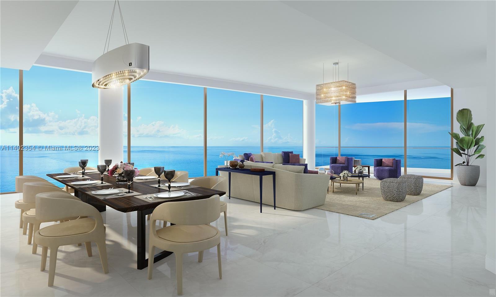 This is a spectacular 4 bedroom Ravello Model located on the North Corner of the Brand New Estates at Acqualina Boutique Tower. Beautiful open layout with state of the art kitchen and top of the line finishes. It's one of the few residences that surpasses the building next door therefore you will have unblocked views. This unit will be delivered furnished by Luxury Living and with motorized shades throughout. This is Five Star Five Diamond Lifestyle with award winning services and Amenities. A house car, Rolls Royce with a driver, Beach Club, Concierge, Security, Doorman, Ice Skating, Bowling and Restaurants including Avra, IL Mulino, Costa Grill and Ke-Uh. Pictures are renderings not actual photographs.
