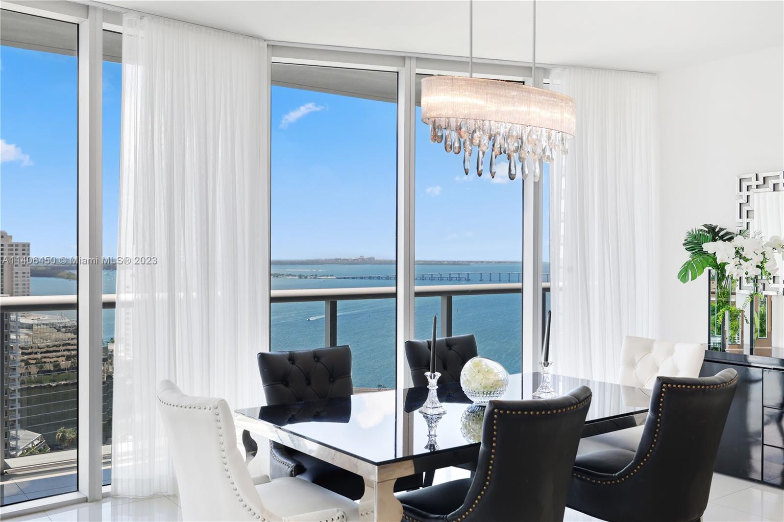 SPECTACULAR water (bay, ocean and river) and downtown views from living room and all bedrooms. Largest line in Icon Brickell - Very spacious 3/2.5 with white porcelain floors, Wolf appliances, SubZero fridge, shower/whirlpool in master bath. World renovated spa, pool area, gym, 5 restaurants, movie theater, billiard/game room and more!