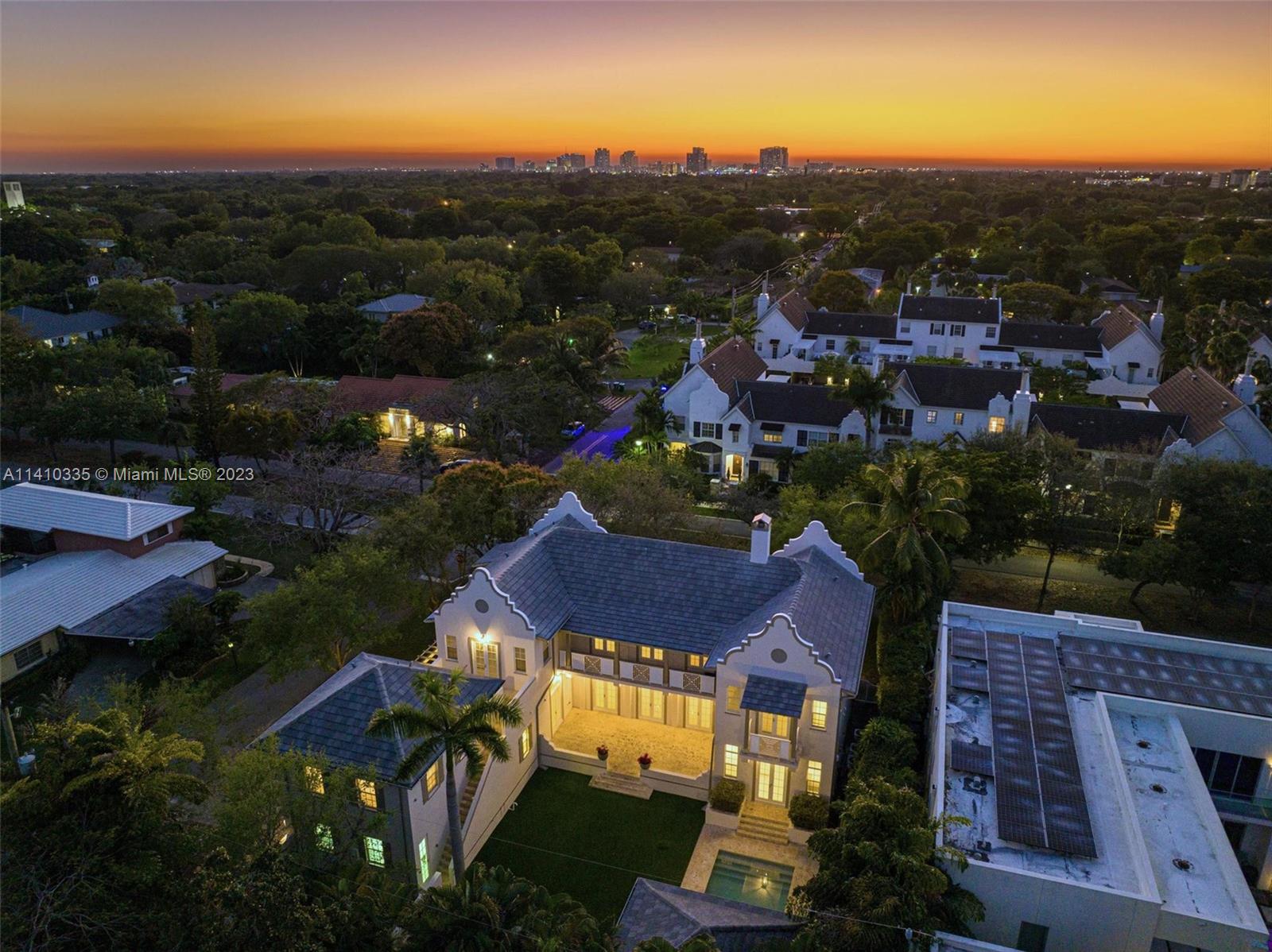 Welcome to this unique and exquisite home in the quiet and centrally located gem neighborhood of High Pines. This luxurious residence offers 7-BD, 7.5 Bath on a 12,500 SF corner lot and is perfect for entertaining indoors or out. This house was envisioned by the well-known and highly sought-after Miami architect Cesar Molina of CMA Design Studio Inc. It was designed with a Dutch-Caribbean style of architecture, which makes it an exclusive Florida home. The backyard is a private Oasis which features a newly installed green turf lawn and a separate cabana that overlooks the pool and cascading waterfall. Outside the master suite is a private outdoor enclave that leads to the separate in-law/guest quarters which features a large bedroom, walk-in closets and full bath.