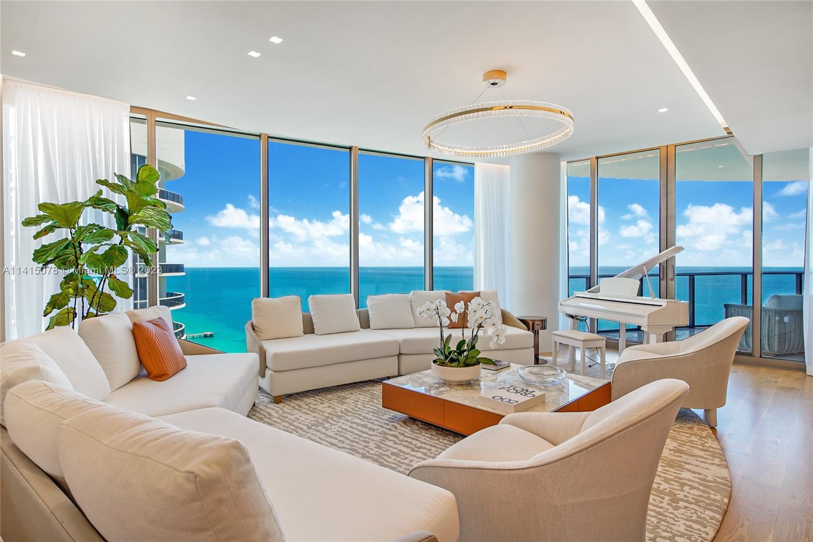 Exceptionally furnished north corner residence with unobstructed views. This 3 bedrooms plus den, 4.5 bathroom unit is a spacious open flow-through plan boasting with ocean and intracoastal views from two balconies. Modified open-kitchen with top-of-the-line Miele appliances. The Ritz-Carlton Residences includes a full range of amenities including state of the art gym, beach service, a beach pool and a sunset pool, full gym, a Pilates room, a spa, a beauty center, a kids club, and a restaurant