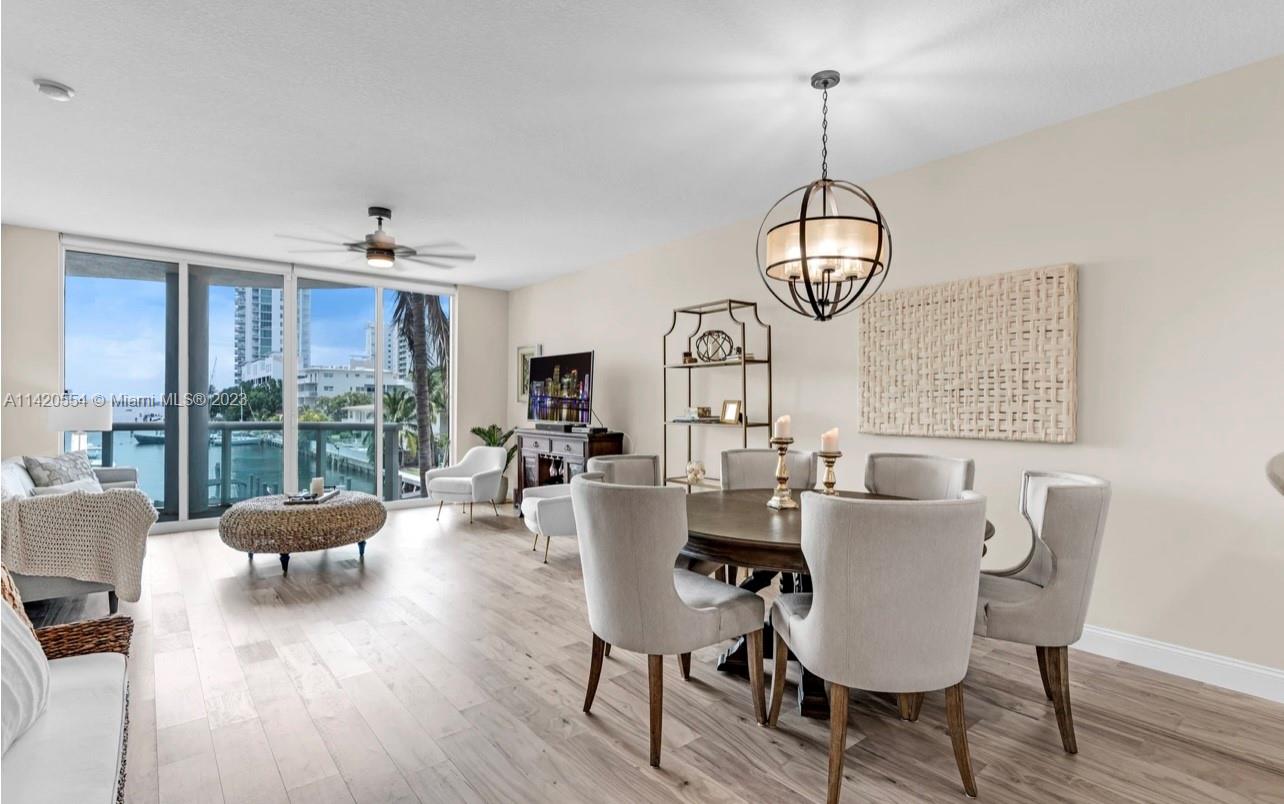 Stunning 3 bedroom & 2 bathroom condo with direct bay views and easy access to the Marina. Featuring gourmet kitchen, wood floors, split layout floor plan, hurricane impact windows and doors, oversize balcony great for entertainment. This boutique condo is located at 360 Condo in North Bay Village Featuring beautiful landscaping and close proximity to both the beach and the mainland. The unit also includes 2 parking spaces plus storage.