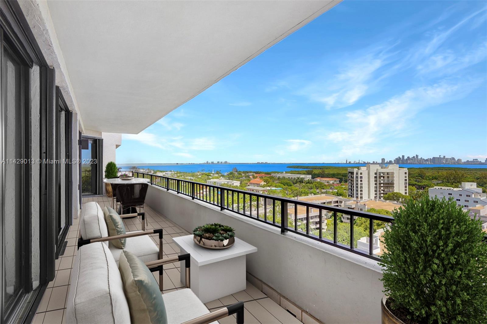 Welcome to a one-of-a-kind, rarely available Penthouse 1222 at prestigious Key Colony in Key Biscayne! Enjoy spectacular sunsets from your oversized terrace w extraordinary, unobstructed, 180 degree infinite views overlooking the iconic Miami skyline. Perfect for a large family w a flexible floor plan of over 3,120 sq/ft., this unique 4/3 property feels like a house & is ideal for entertainment. Move right-in or modify & update to make it your own. Two of the rooms can easily be reconverted back to bedrooms. Every room has water views & access to the massive terrace. Plus, 3 prime parking spaces. Emerald Bay is a full service luxury building that also offers a popular Tennis Center w 12 lighted courts. Enjoy the Key Biscayne lifestyle from this unique oceanfront Penthouse in the sky!
