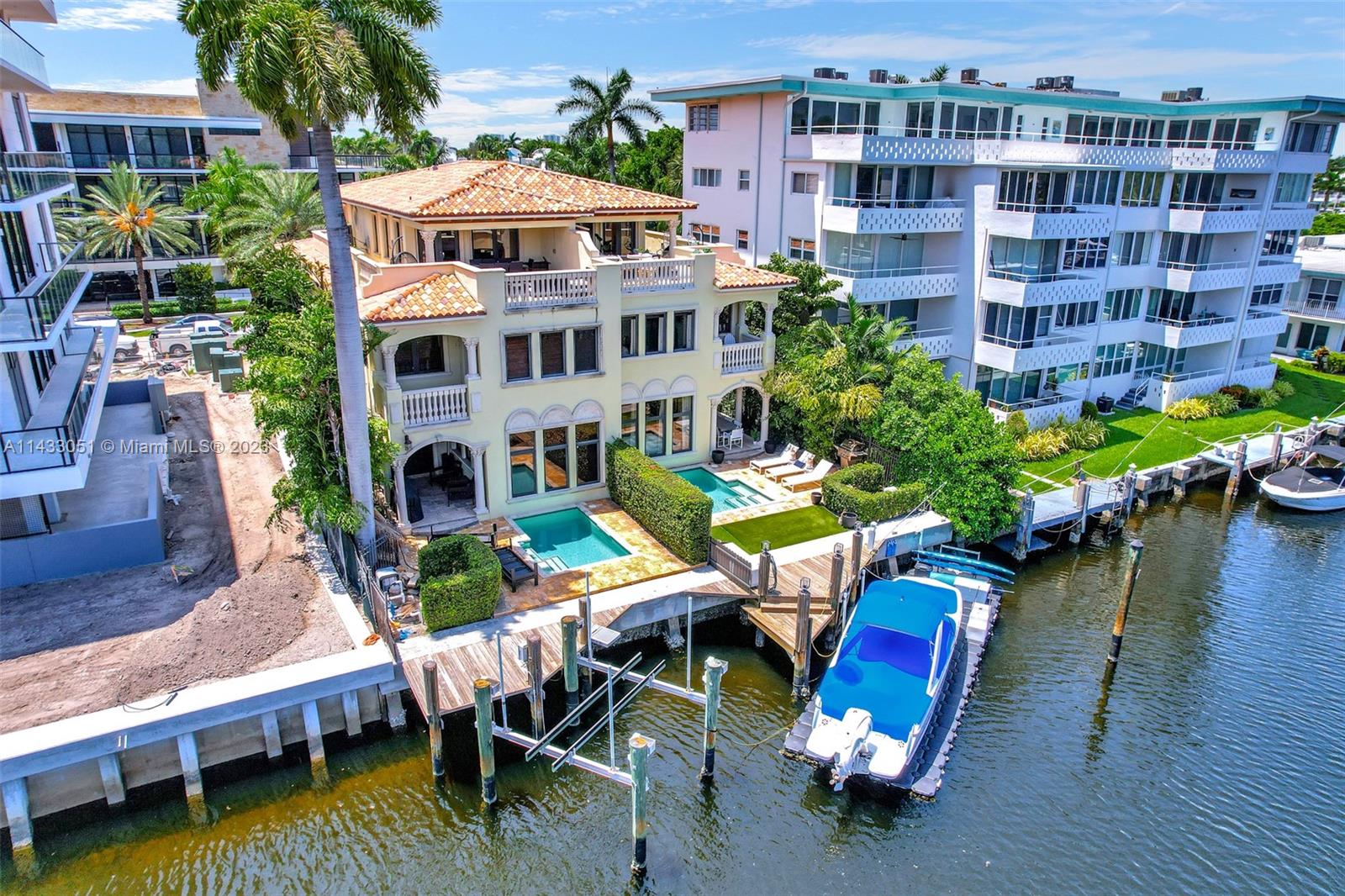 Gorgeous waterfront 3 story townhome, in prestigious Nurmi Isles off Las Olas.  This rarely available townhome features 4095 sq ft of living area perfectly distributed with extensive detailing throughout and NO HOA!
Deeded 40ft dock, no fixed bridges. Heated pool, waterfront outdoor area, open kitchen, 3 bed. + sitting area off master, 3.5 bath, separated media room can be converted into 4th bedroom, rooftop terrace, summer kitchen. Some of the many features of this extraordinary home include high-end appliances, high ceilings, and private elevator.
Wake up to beautiful sunrises. Enjoy sweeping water views of the intracoastal and magical sunsets from the rooftop terrace. Walk to Las Olas shops & restaurants, or take a 10 minute bike ride to the beach, a true South Florida lifestyle!
