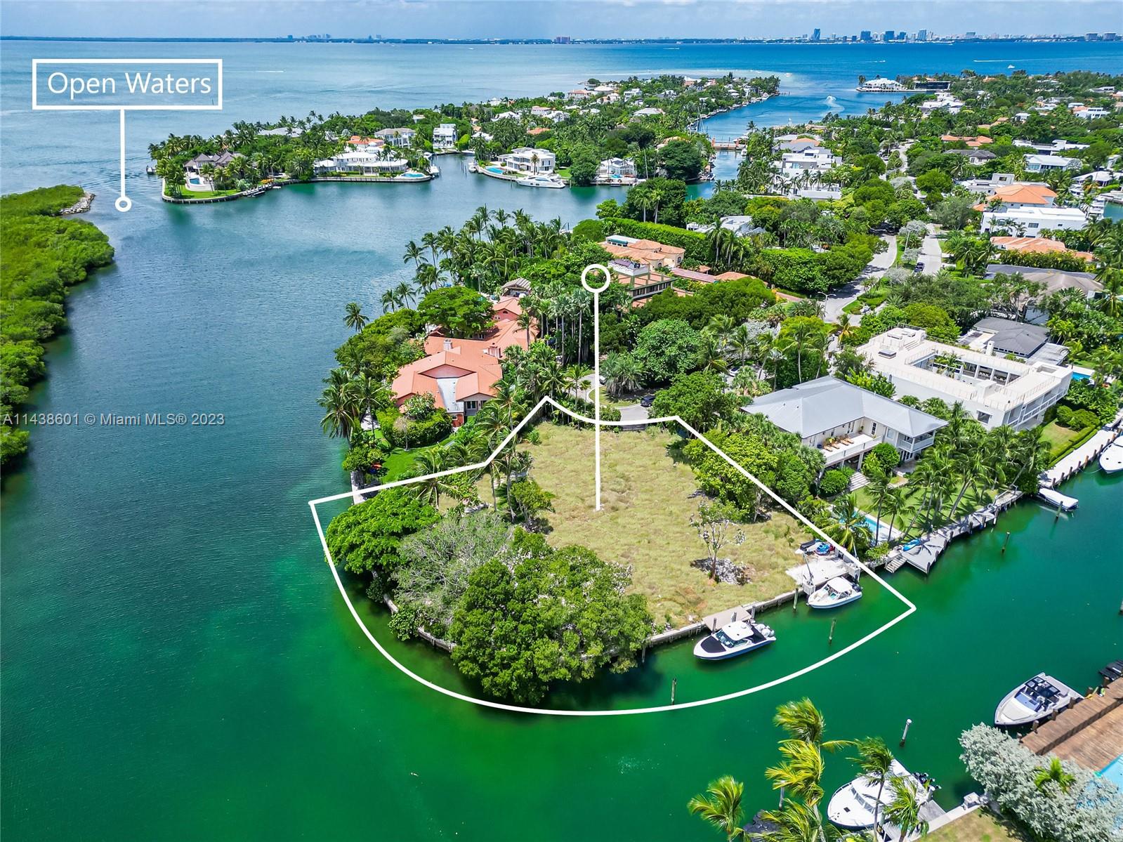 Rare WATERFRONT opportunity to own one of the largest corner waterfront properties in Key Biscayne's island paradise. Oversized corner on cul-de-sac with over 29,927 + SF and 276 linear feet on the water with no neighbors in sight. Located on privileged & private Pines Canal facing Bill Baggs Park offering ultimate privacy from a waterfront property. Boater’s dream with direct access to Bay & Ocean with no bridges. Ocean views over Bill Baggs Park from 2nd story. Pricing includes architectural plans created by well-known architect ROBERT STERN & already submitted for final approval. Key Biscayne features excellent schools, parks, shops, restaurants, the beach and more & only 15 mins from Downtown/Brickell, Coconut Grove & Coral Gables, 25 mins from Miami International Airport & South Beach