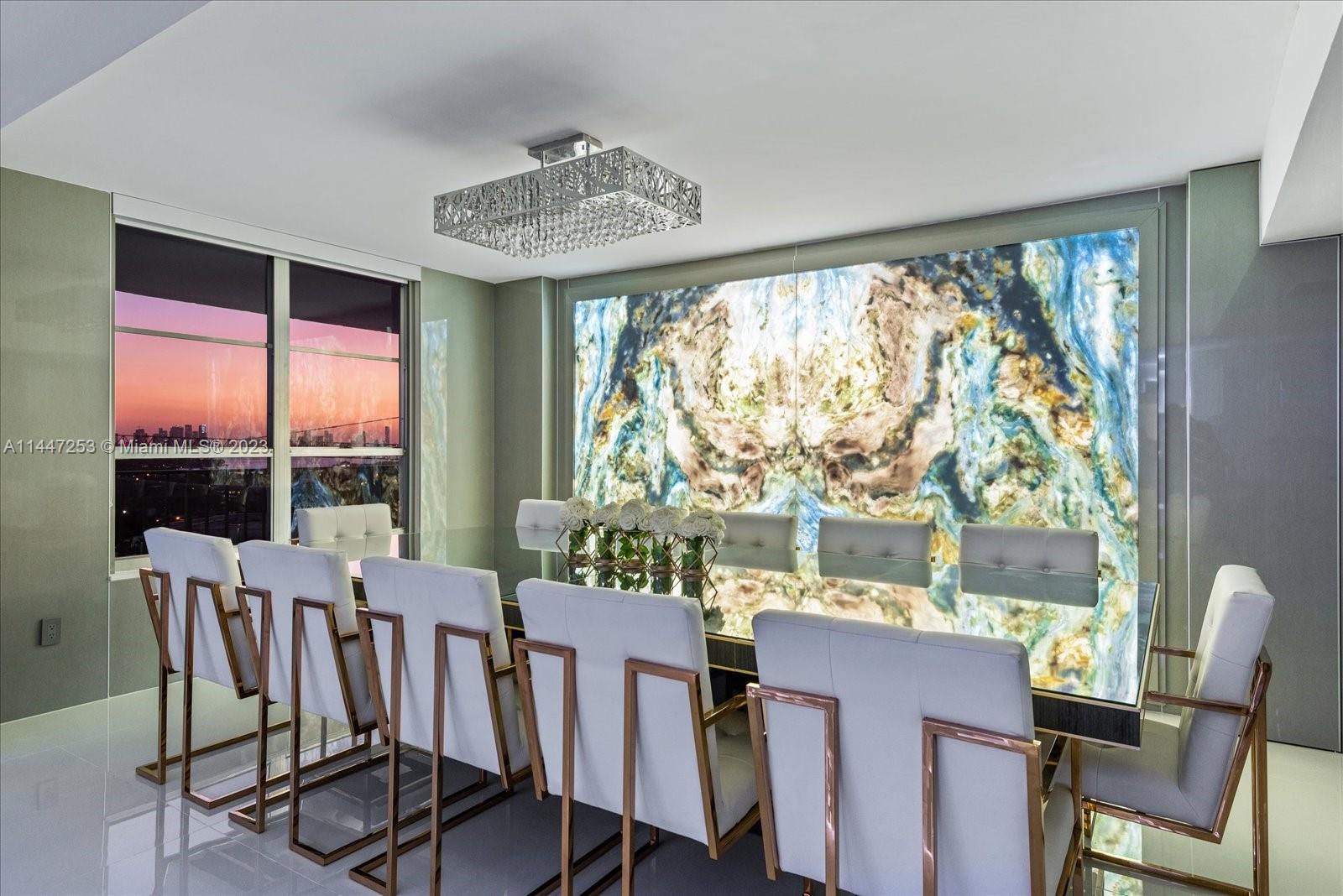 Marvel at the magnificent Miami Skyline and Brilliant Biscayne Bay, as you lounge in your open floor plan living room, dining room and kitchen.   5 beautiful bedrooms and 4 exquisite stone bathrooms or, 5th BR can be a studio/guest suite complete with its own entrance and kitchenette. Unit was thoughtfully designed with your comfort and convenience, elegance and efficiency, posh and playfulness, in mind. Offering furnished.  Combined units 1803 and 1802 yield 2200 sf.  Special Features: Brazilian Marble accent wall.  Porcelain 4’ X 4’ Tile Floors, throughout.  Walk-in dressing room in Master, Built in reading lamps, Rain showers with jets, Jacuzzi Tub.  Two Balconies, 1 oversized, with LED light strips, Utility Room, Washer/Dryer ... No Saturday showings.  Owner occupied, 24hr notice.