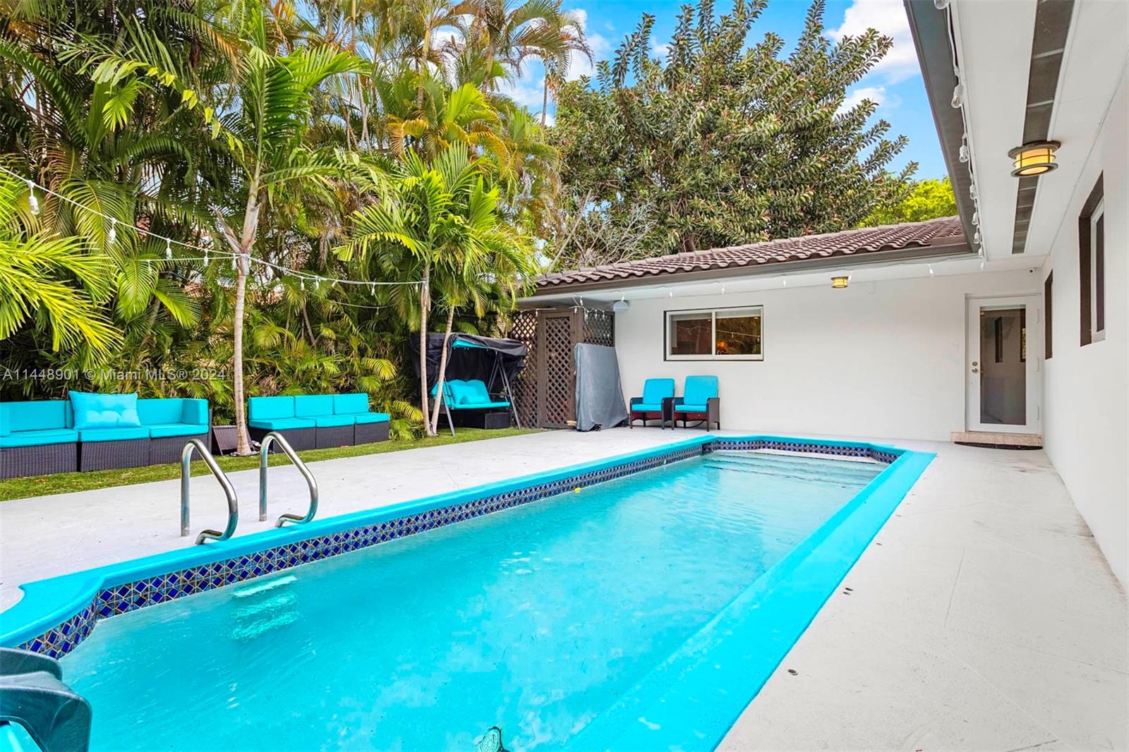 Welcome to this Gem in the heart of Coral Gables! where modern meets convenience and lifestyle! This beautiful home boasts elegant upgrades and a perfect outdoor oasis with a pool to enjoy! The open concept kitchen flows into the cozy living room,  with a fireplace, complemented by marble floors. The house sits on a 5,000 SQFT, has 3 Bedrooms, 2 spa-like Bathrooms. (converted garage to make it to 3 bedrooms.) Custom made closets, high impact windows. Discover the true Coral Gables living with this home located steps from Miracle Mile, Merrick Park, shops and renowned restaurants! Make this exceptional property your new home!
