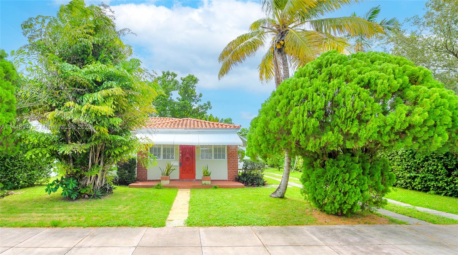 Charming two bedroom, one bath, single-family home in sought after Coral Gables neighborhood. Both bedrooms, family and dining area, have original wood floors. The Florida room entry has original brickwork and a pass through to family room. Detached one car garage, property has endless possibilities. Property has fruit trees and older foliage providing privacy and enjoyment, the back yard is bordered by a coral brick wall. This property is being offered “As is”.  Great location, close proximity to Miracle Mile, Downtown Coral Gables & Merrick Park, Gables Trolley stop at end of street. Easy access to US1 and Expressways.