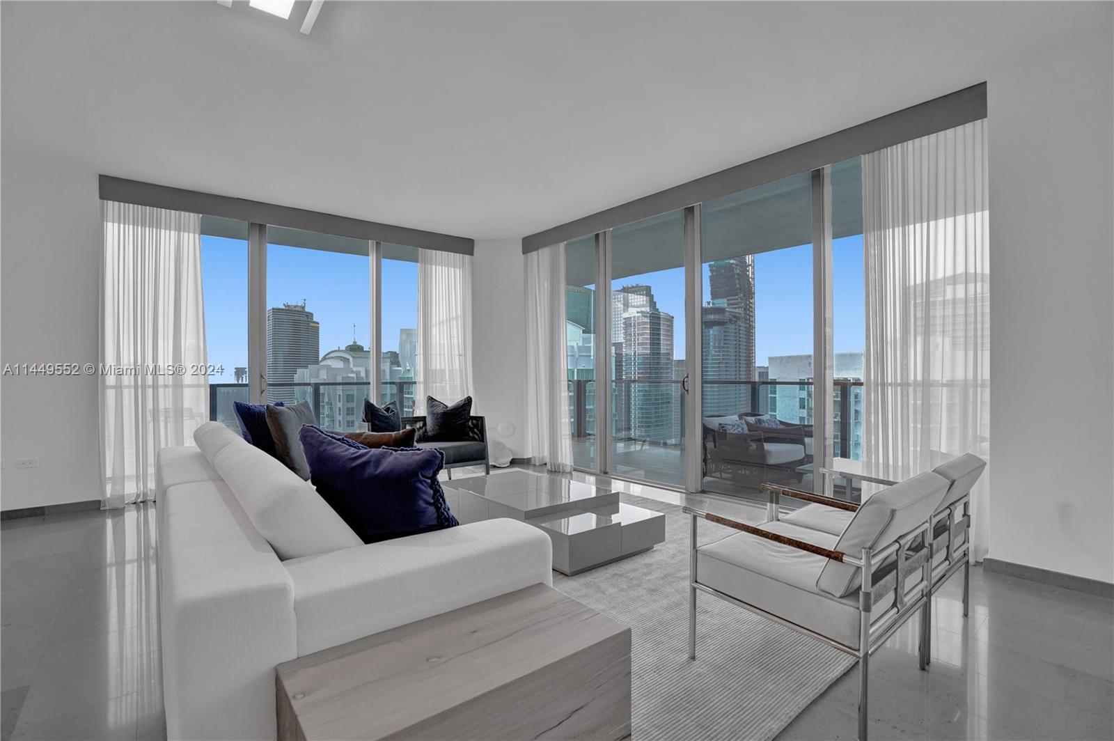 Tower Suite on the 37th floor at Reach, Brickell City Center. This upgraded 3 Bed plus Staff Room and 4.5 bath residence features dramatic skyline, river and Bay views that will leave you speechless. Enter double doors to arrive at a fully upgraded kitchen with enlarged cabinets and all new Miele appliances, custom lighting, new doors and marble floors throughout, custom closets and a neutral color palette with shades of grey, taupe and beige. The apartment is furnished and ready to move. Enjoy the privilege of direct VIP access to Saks, Apple, Intermix and Casa Tua Cucina in the center of Miami's Financial District.