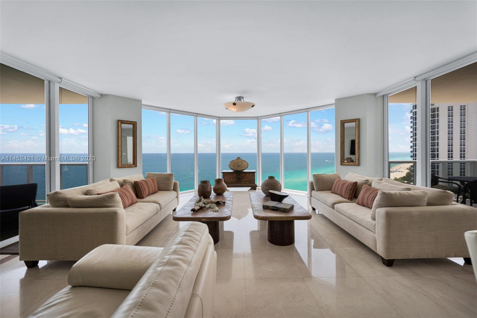 Experience an unparalleled opportunity to reside on an elevated floor within Ocean One's most coveted line. Enjoy breathtaking 180-degree views encompassing the
oceanfront, bay, and skyline, providing a picturesque backdrop day and night. This residence features private elevators and foyers, two en-suites, dual balconies, storage, and
more. Beyond a mere home, it's a resort-style oasis with a private restaurant, 24-hour doorman, beach service, tiki huts, playground, dog park, tennis courts, valet, fitness
center, spa, sauna, steam room, and more.