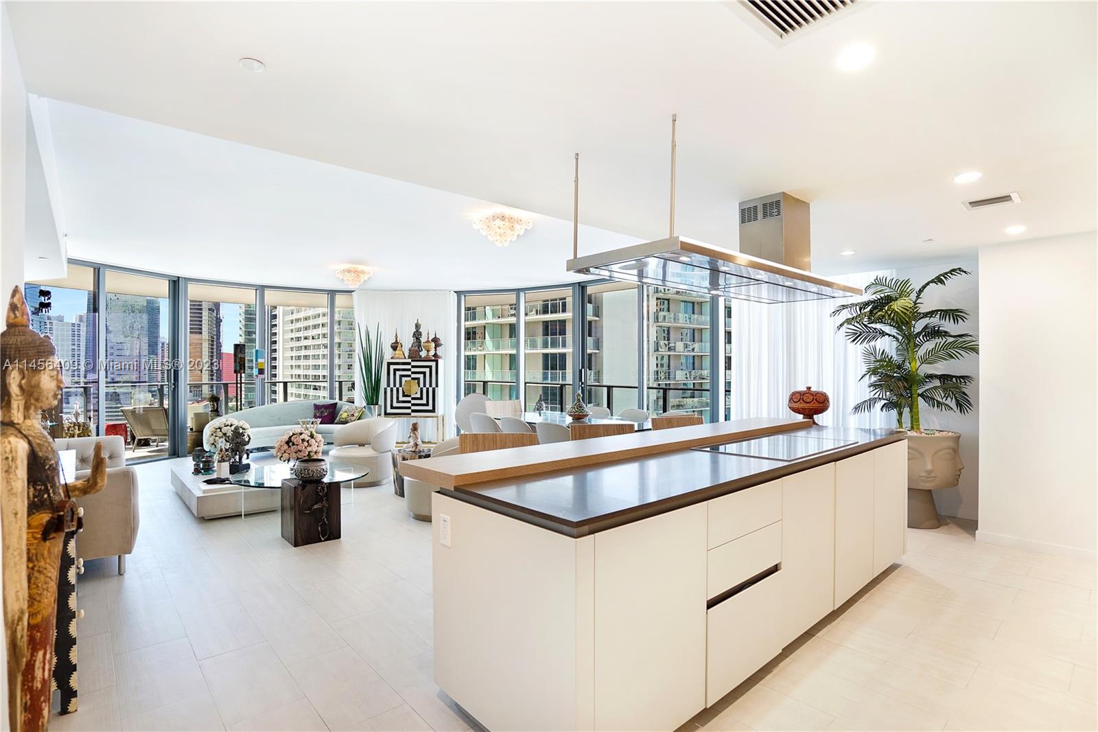 Nestled in the heart of Miami, this 64-story structure provides inspiring views of both the cityscape and waterfront. Boasting an array of amenities including a rooftop pool with amazing views, spa, and fitness center, an 18th-floor lap pool, and many more to offer. Additional features include a private cinema, a well-appointed wine room and cellar, a social lounge, and the ground-level fine dining establishment, Sexy Fish. This unit is an expansive and exquisitely designed 3-bedroom, 3.5-bathroom residence in the best line of the building, complete with two assigned parking spaces and valet privileges. Moreover, this unit boasts custom-made closets and furniture, adding a personalized touch to your living space. Residence comes with 2 assigned parking spaces plus 1 valet parking.