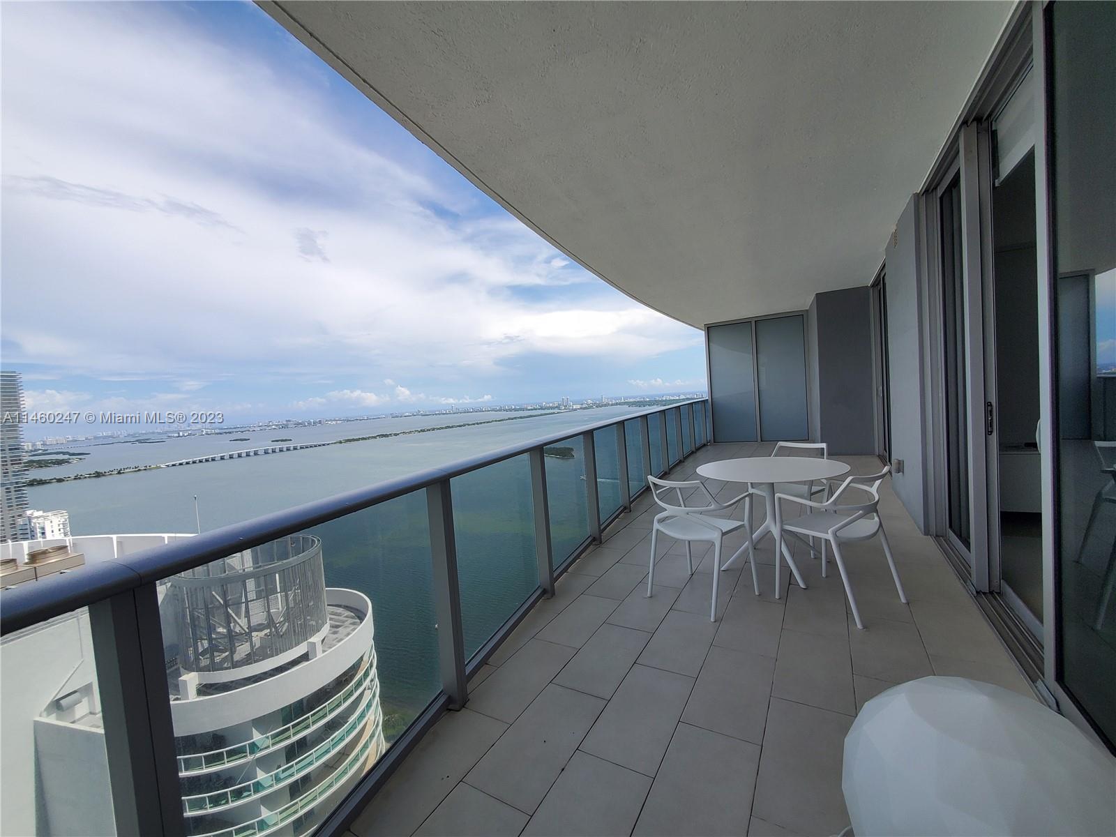 Aria on the Bay. Luxurious furnished 2-bedroom. 2 Parking Spots. Private elevator entrance to your foyer, premium stainless steel appliances, Italian wood cabinets, quartz countertops, porcelain floors throughout the unit, floor to ceiling windows. Master bath & second bath w/ dual sinks. Large balcony with an amazing view of the Bay. 
Full service Building with 2 curved sunrise/sunset pools, Hot Tub, Indoor/Outdoor Social Room, State of the Art gym and yoga room, Theater, Kids Playroom, Business Center. Valet Parking. Minutes from Wynwood, Midtown, Design District, South Beach and Downtown.