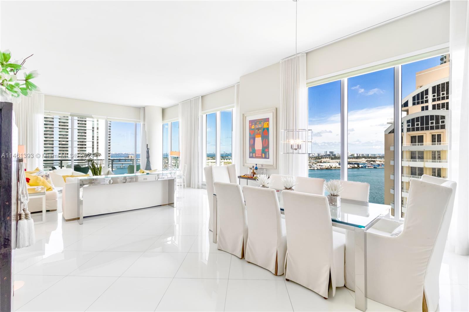 Stunning residence in Asia Brickell Key, one of the most exclusive and luxurious boutique buildings in Miami! This spectacular property features 4 Bedrooms, a staff suite, 5.5 bathrooms, floor-to-ceiling impact windows and doors, three balconies, top-of-the-line Miele and Sub-Zero appliances, 132 bottle wine cooler, soaring 12' ceilings, a media room and two assigned parking spaces. It boasts the building's largest floor plan (excluding the penthouse), shared by only 17 of the 123 units. A private elevator will take you directly to your foyer. The building offers top-notch security, 24 hour concierge, complimentary valet parking, a state of the art waterfront fitness center, swimming pool, resistance pool, spas, a racquetball/basketball court, tennis court and much more!