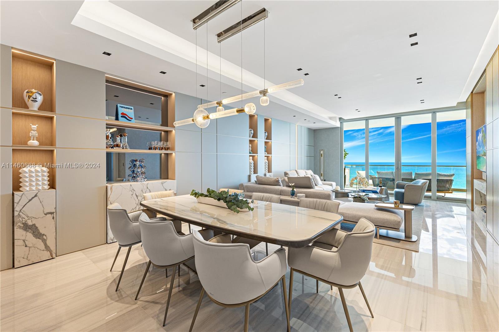 A spectacular one of a kind Vecchio residence at The Estates at Acqualina. This incredible unit will be ready just in time for the season. The residence has been custom designed by one of the top designers in all of South Florida and only the best top of the line finishes, furnishings, stones and millwork were selected. Enjoy what the Five star, Five diamond Acqualina lifestyle has to offer and be amongst the selected few that get to call the Estates at Acqualina home!