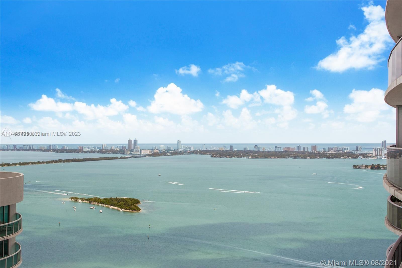 Spectacular fully furnished unit with beautiful ocean views and a contemporary design. This 2/2 residence features porcelain floors, Quartz counters, and custom walk-in closets. It can be rented for six months minimum.  In addition, the unit comes entirely furnished with a large 50-inch smart TV and 42-inch smart TVs in the bedrooms. Come live the lifestyle in Miami's most desirable neighborhood, in the city's latest and most desirable luxury waterfront building in front of Margaret Pace Park. Five-star resort-style amenities include sunrise and sunset heated pools, a hot tub overlooking Biscayne Bay, BBQ, spa, sauna, steam room, resident's lounge with a private party room, business center, fitness center, yoga and pilates studio, movie theater, kids playroom and more.