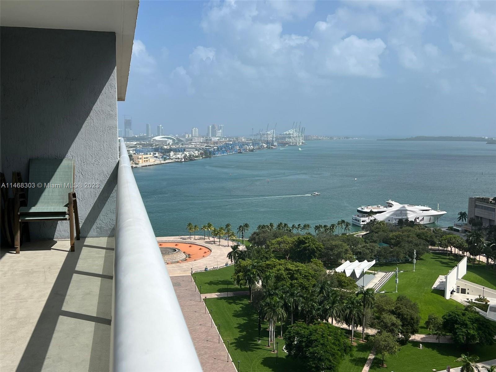 Perfect opportunity to live in one of Downtown Miami’s most iconic buildings. This 2/2 Corner unit with huge wraparound balcony and split floorplan. Beautiful bay and city views. Tastefully furnished and in move in ready condition. Cable, Internet and water all included in HOA. 1 assigned parking space. This spectacular condo has amazing first-class amenities that include: Olympic-size heated pool, state-of-the-art spa, fitness center, security, valet parking and more .AMAZING LOCATION!!! Right across from Bayfront Park. Easily walk to 5 star restaurants, Whole Foods, Silverspot Cinema and much more. 20 minutes to Miami Intl Airport, South Beach, I-95, Coral Gables. Great public transport accessibility - free services on Metromover and Miami Trolley, Metrorail and Brightline.