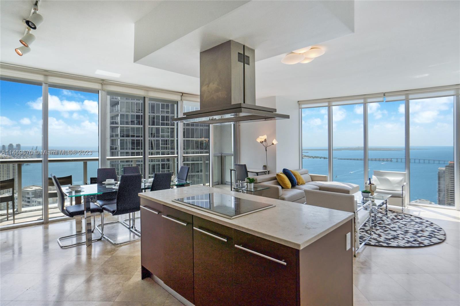 Huge, water-facing SE Corner Unit in the highly-sought after 10 Line of Icon Brickell near the very top of the building with Bay views all the way to Key Biscayne.  Open Kitchen flowing into the Living Area with floor-to-ceiling windows along the entire SE corner of the unit, offering water views as far as the eye can see.  Oversized corner balcony directly overlooking the rooftop pool, Biscayne Bay, and Miami River.  Enjoy the flexibility of being able to rent this unit Long-Term or Short-Term, including Airbnb, as nightly rentals are permitted.  Walking distance to the best shopping, dining, and nightlife in Brickell, including the new Sexy Fish and Brickell City Center right across the street.  Multiple restaurants on-site, including Cipriani.  15 min to beach and airport.