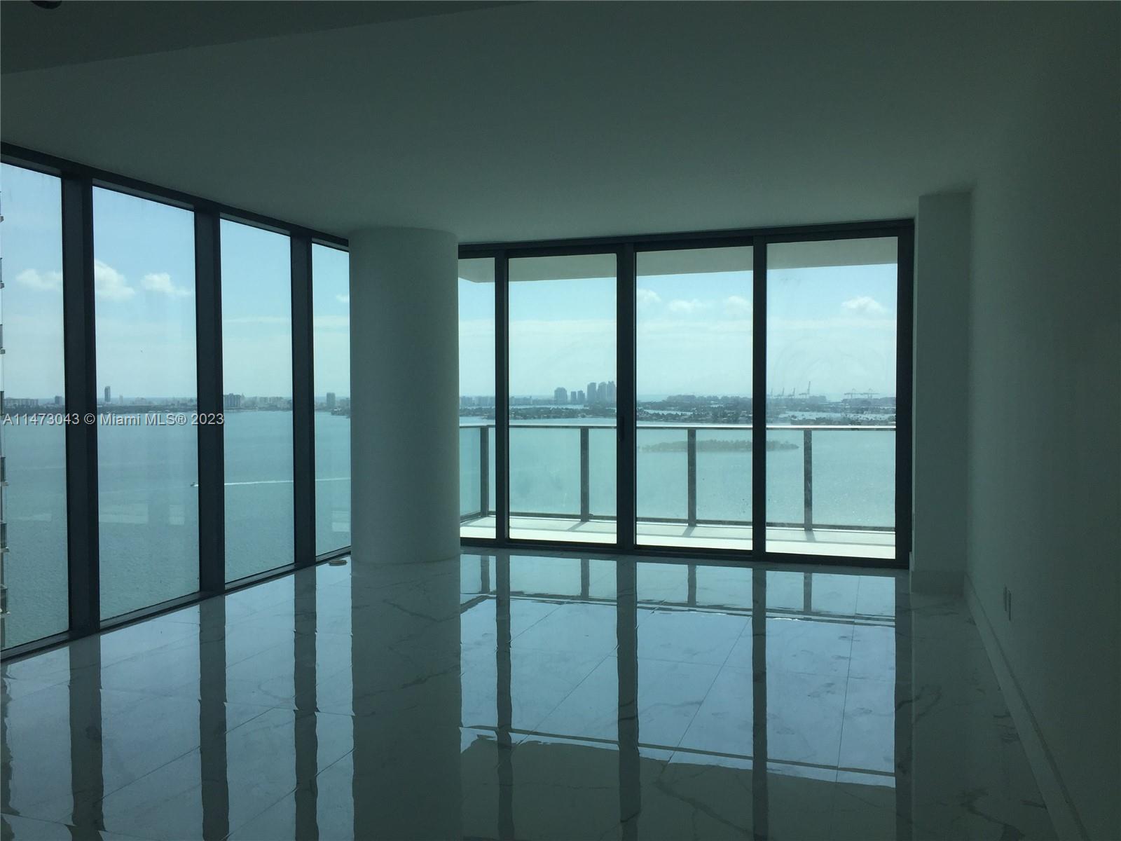 Stunning corner unit with direct Bay view! 1+ Den, 2 full baths, marble floors, panoramic views from floor-to-ceiling windows. Top-notch kitchen appliances, private elevator, wide terrace, smart technology. Available furnished or unfurnished. Enjoy amenities & dine at Amara at Paraiso. Owners require credit report (min. 700 score), proof of income/bank statements, references, 2 months deposit. Don't miss out on this waterfront luxury!