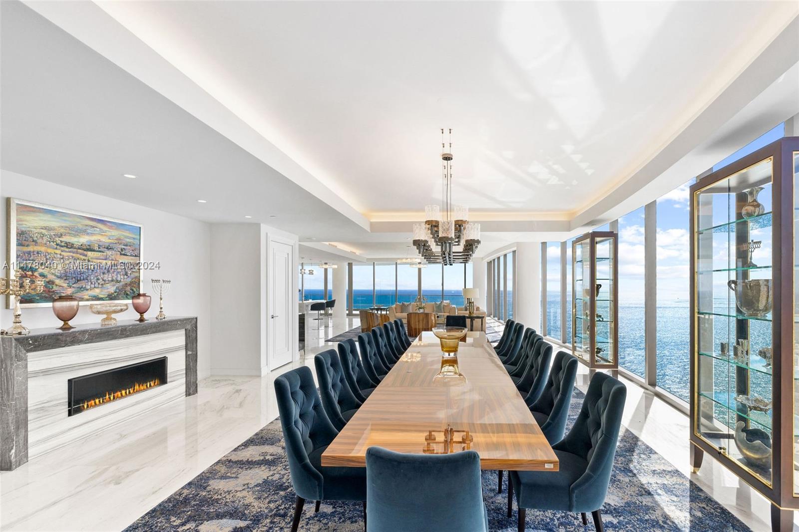 The SKY ESTATE - custom one-of-a-kind full-floor unit is a masterpiece of opulence on the 34th floor of the ultra-luxurious &amp; secure Estates at Acqualina in Sunny Isles Beach. Boasting 10 generously appointed BD &amp; 13 lavishly designed onyx &amp; marble BA, meticulously crafted to cater to those who seek the pinnacle of coastal oceanfront living in a full-floor plan designed to ensure utmost privacy &amp; comfort. Primary Suite encompasses the bedroom, substantial bathroom inc 2 showers, 2 lavatories, dry sauna, her closet w ocean views, his closet, sound-insulated music room &amp; an office, both opening onto large ocean-front-facing terrace. Guest Suite facing west features a Living/Dining area w a high-end kitchen, completed at the same level of quality, inc swimming pool on the west-facing terrace.