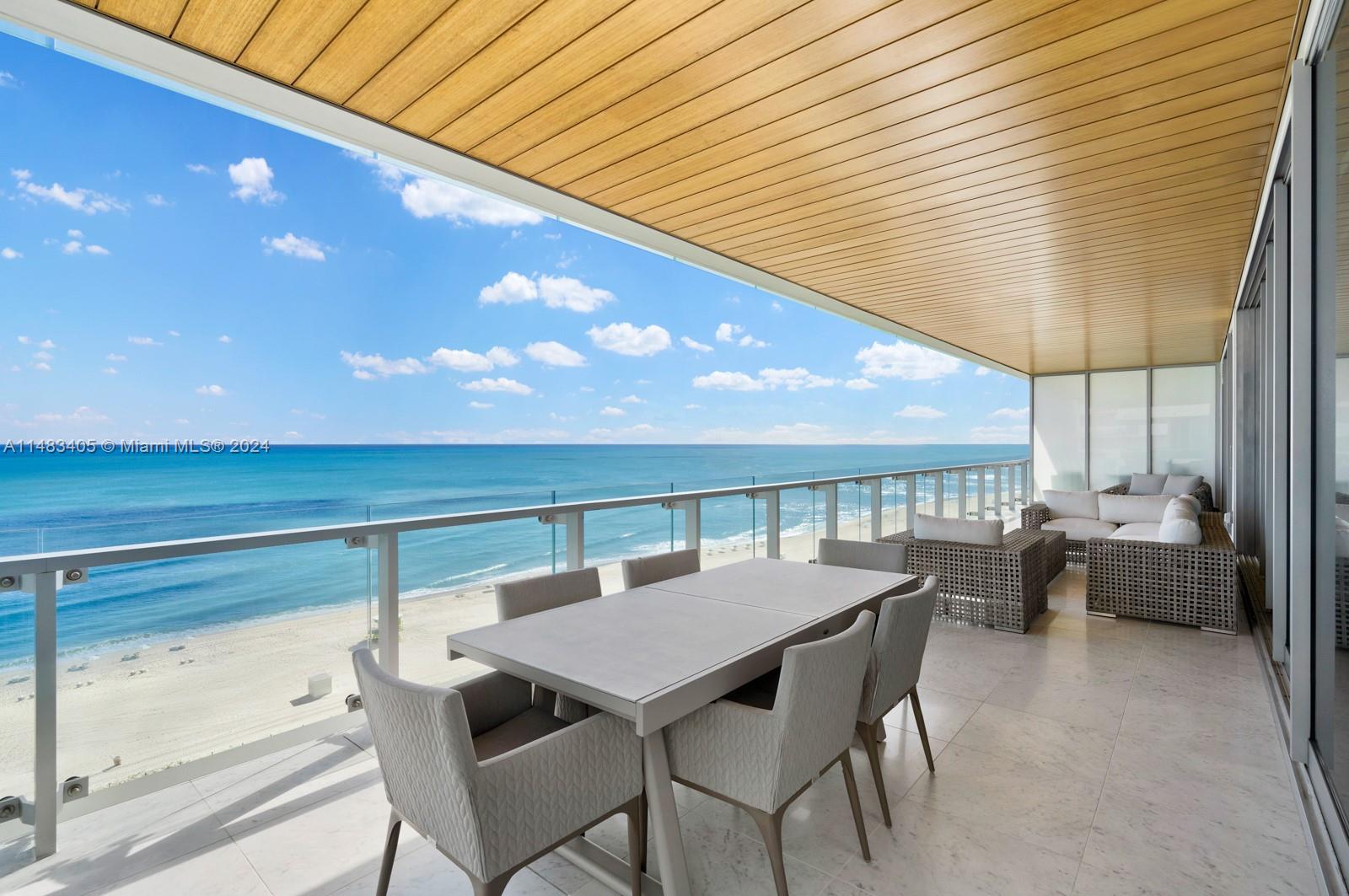 This exclusive oceanfront residence is perched along Millionaire's Row, offering a view of Miami Beach's most beautiful and sought-after stretch of beachfront. 57 Ocean comprises 70 luxury residences with floor-to-ceiling windows, spacious 12ft deep terraces & private elevator foyers. Unit 1203 is a haven of elegance & sophistication, collaboratively designed by Debbie Kalimian & Stephanie Cohen. Herringbone wood flooring throughout & custom Poliform closets grace the bathrooms, kitchen & pantry. Bathrooms are outfitted with luxurious Axor fixtures and kitchen is complete with SubZero & Wolf appliances. The unit is equipped with a SAVANT smart home system.  This flow-through design spans the entire NE corner, offering breathtaking ocean-to-intracoastal views, redefining luxury living.
