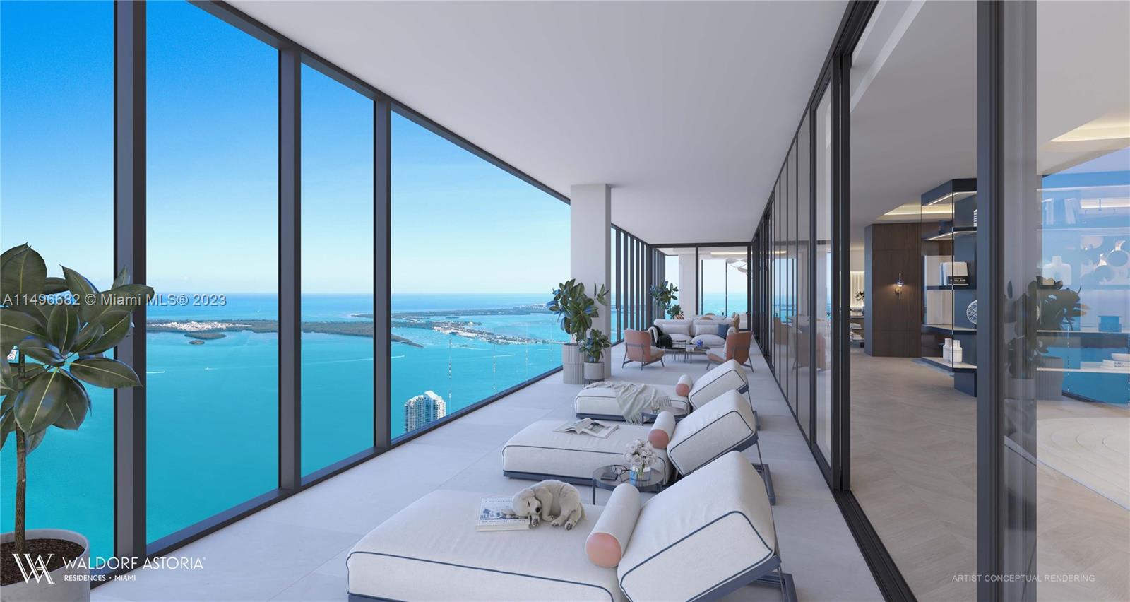 A Legacy Penthouse.  Nestled atop Miami's most iconic tower sits the limited penthouse collection at Waldorf Astoria.  Theses residences are completely adorned with the most pristine and luxurious touches synonymous with Waldorf Astoria's legacy.  Every detail has been reimagined for a home that exceeds even the highest of expectations.
