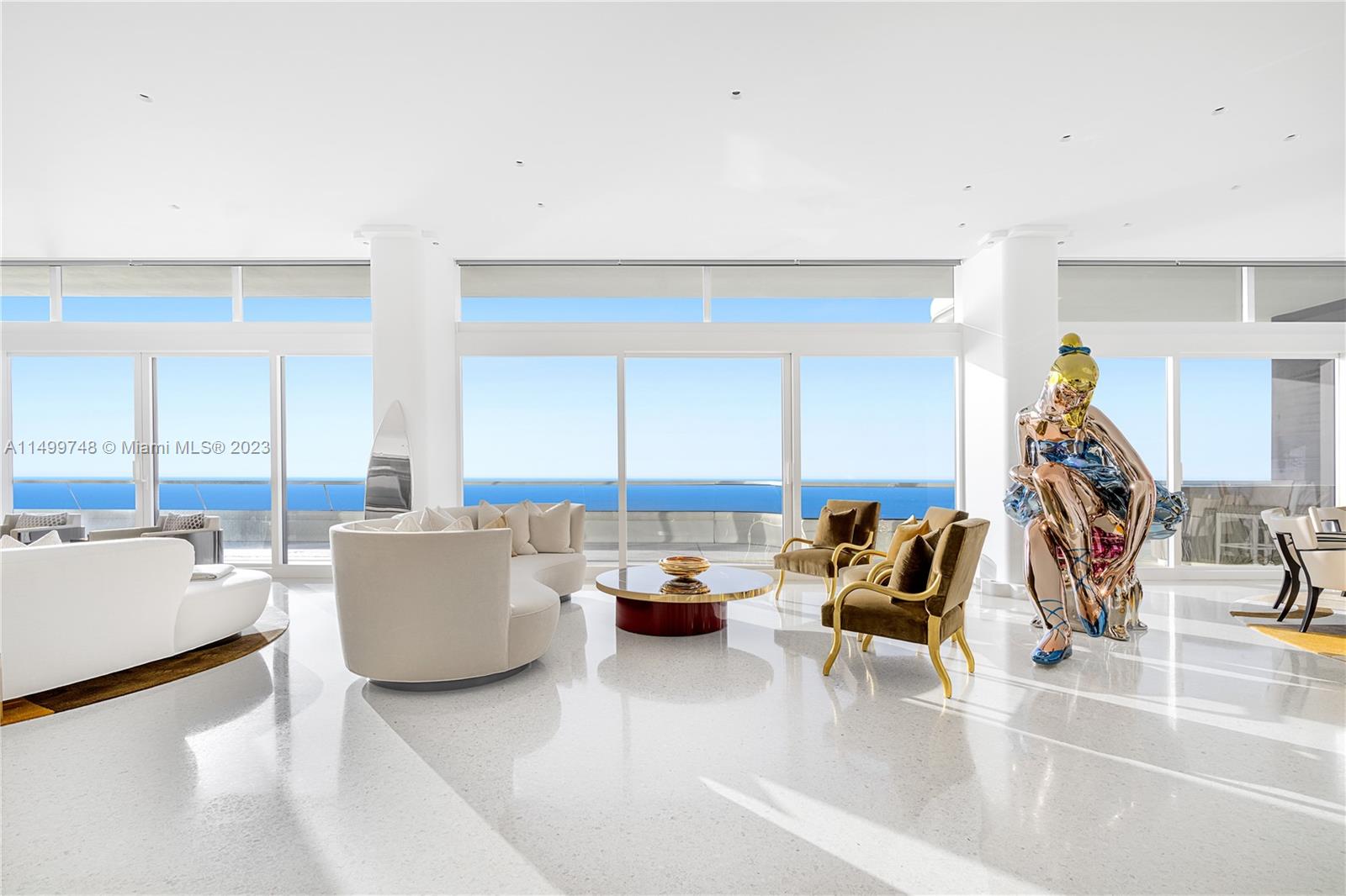 Soar above Miami Beach in this art deco masterpiece by Wetzels Brown Partners, atop Foster + Partners&#039; Faena House. Step into your 6,400 SF kingdom, immersed in curated masterpieces &amp; panoramic 270° views of the city &amp; ocean. 6 beds/6.5 baths, Nanz ebony handles &amp; Italian Terrazzo floors, this is luxury living redefined. Host a dinner party or gather by the custom Metrica bookcase w/ LED accents overlooking the Atlantic Ocean. Culinary dreams ascend in the Molteni kitchen. Oceanfront primary suite is a sanctuary of ebony furnishings &amp; tranquil serenity. Every detail bespoke—textured, hand-painted walls in bedrooms whisper opulence. Dornbracht &amp; Duravit fixtures exude quality. Live smarter w/ Crestron Home Automation. More than a penthouse it&#039;s a statement. Own a piece of Miami Beach&#039;s sky.