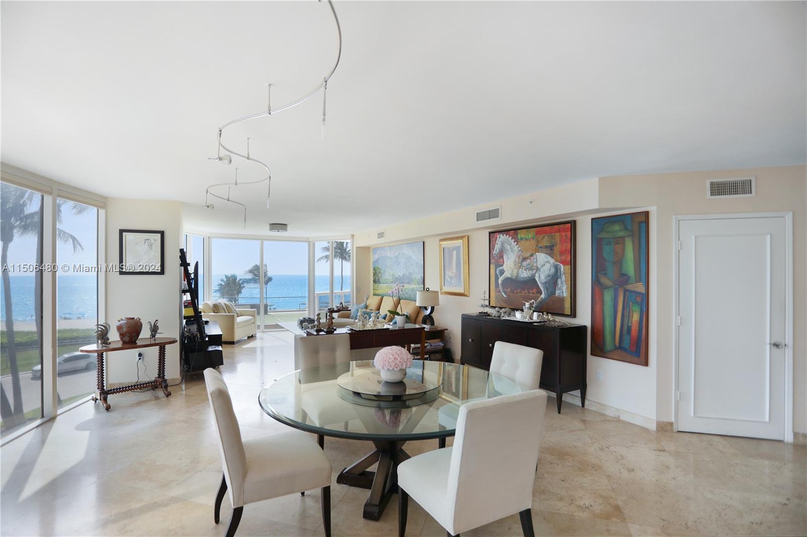 Price includes Beach Cabana & 2 parking spaces. UPDATED 2,274 ft2, 3-bed, 3-bath corner unit at Pinnacle Condo with amazing ocean views, marble & wood floors. Ocean-view master bath, dual sinks, separate toilet & bidet, large shower, hot tub, walk-in closet. Eat-in kitchen with ocean & city views. Large living/dining areas. Pet-friendly building on 4 acres of land with 400 feet on the Atlantic Ocean. 5-star services: 24/7 front desk, package receiving, pool/beach service, valet parking. Amenities incl. a kids’ room, billiards room, ping pong, tennis court, heated pool & spa, fully-equipped fitness center, men's & women's spas, saunas & steam rooms, massage room for couples’ massage, media/social room (ideal for private events), cigar room, meeting rooms, residents’ lounge, dog park & more.