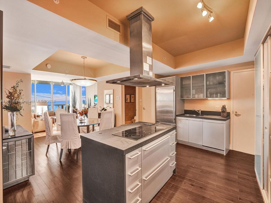 Open kitchen with ocean views