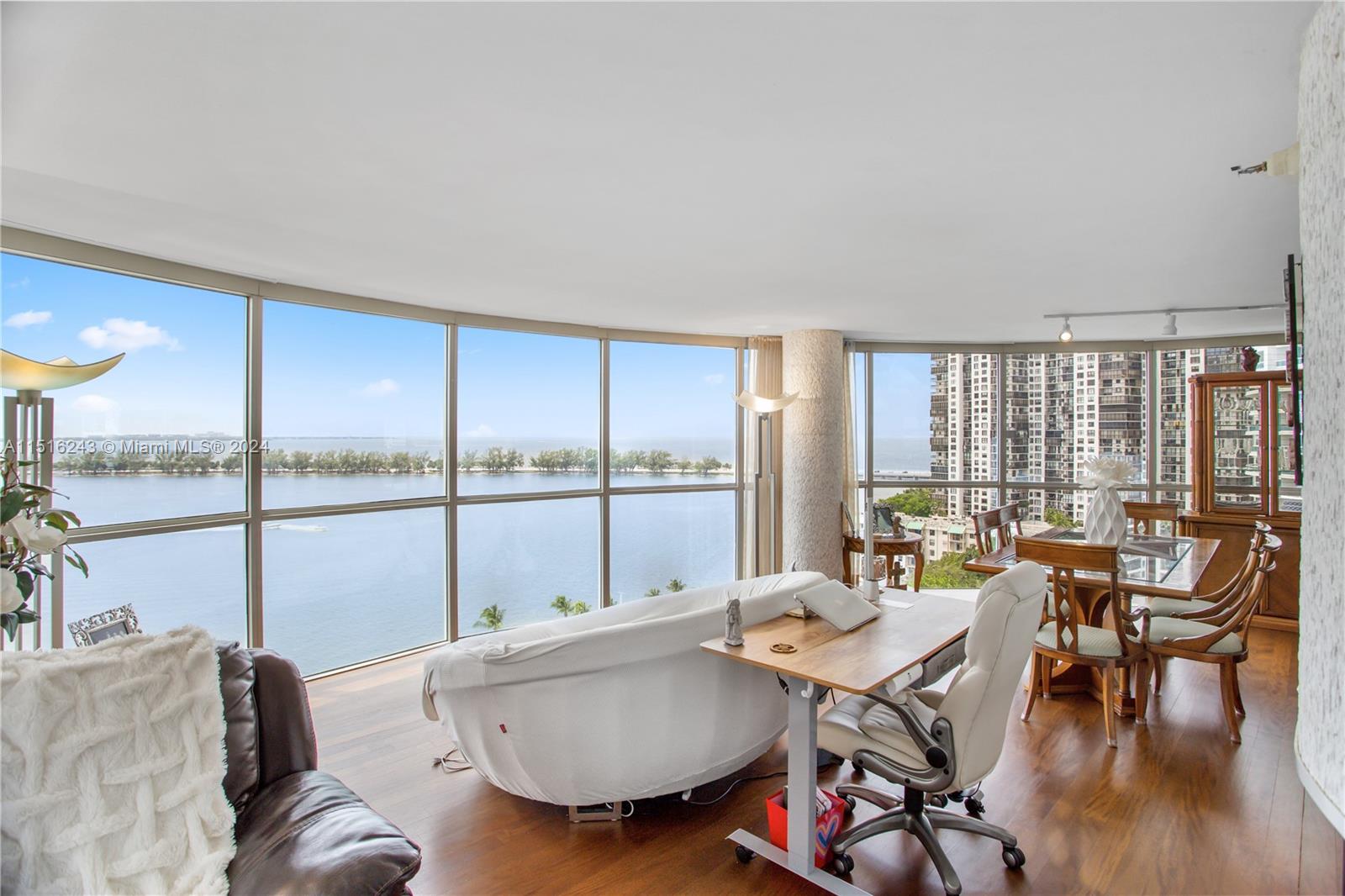 Prepare to be mesmerized by breathtaking 180-degree views of Biscayne Bay, visible through stunning wrap around floor to ceiling glass windows. This bright and spacious apartment boasts 3 bedrooms and 3 bathrooms, covering a generous 2,149 Sqft. With its thoughtfully designed split floor plan, it is perfect for families and hosting guests. Designed by the renowned architectural firm Arquitectonica, Atlantis on Brickell an array of resort-style amenities that include a bay-lever heated lap pool, tennis court, gym, and sly deck Jacuzzi. The building has easy access to I95, Key Biscayne, Coral Gables and Downtown Miami.