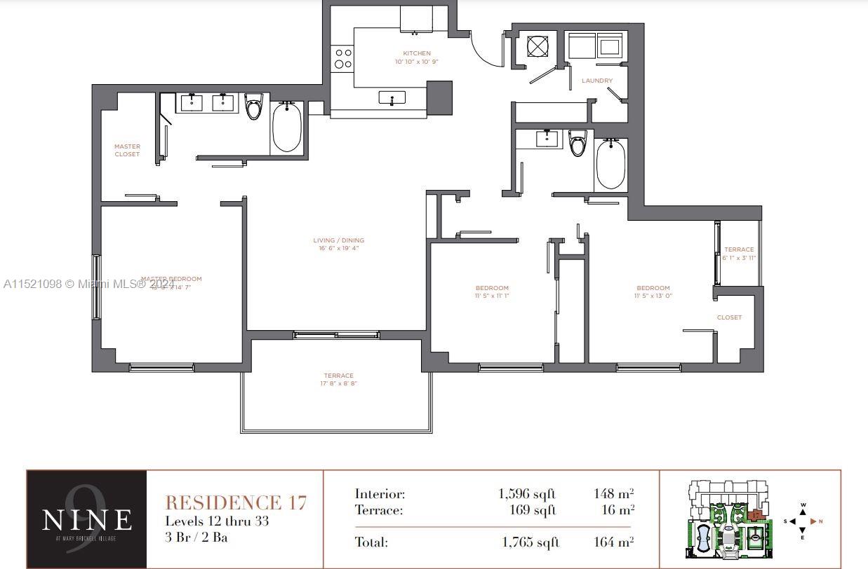 999 SW 1st Ave 2317, Miami, Florida 33130, 3 Bedrooms Bedrooms, ,2 BathroomsBathrooms,Residentiallease,For Rent,999 SW 1st Ave 2317,A11521098