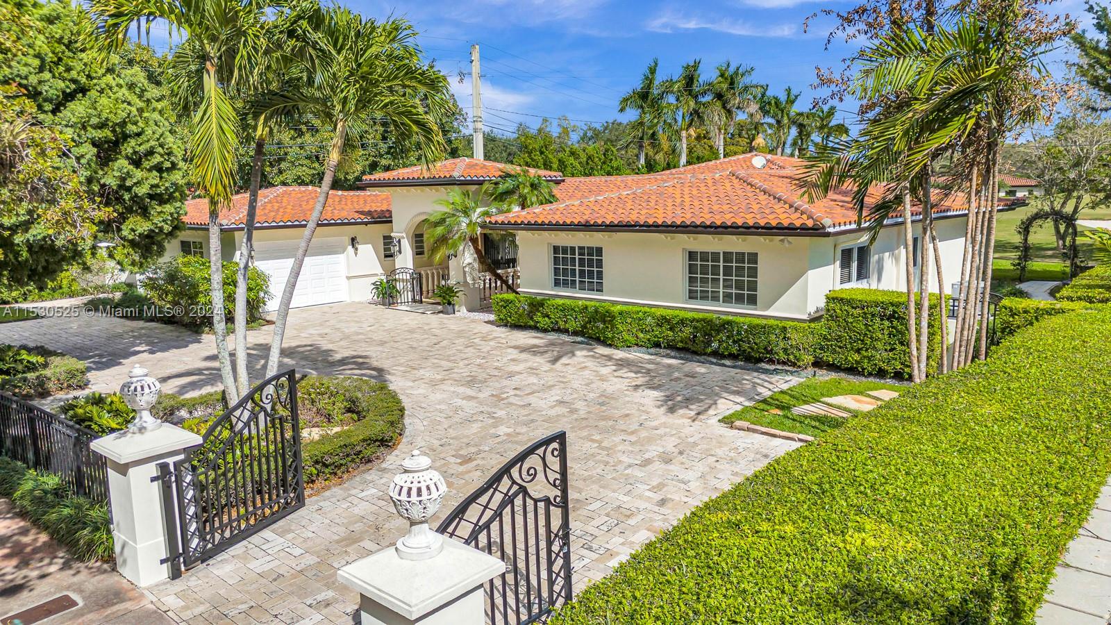Located on the highly sought-after and coveted Santa Maria St within the City Beautiful–Coral Gables, this striking, immaculately maintained, one-story, single-family pool home offers a perfect blend of traditional elegance, functionality and style. Ideally situated on hole 3 of the exclusive Riviera Country Club, this residence offers 5 bedrooms and 4 bathrooms over an expansive 3,884 sf of living space.  Features include high impact windows and doors, S.S. appliances, saltwater pool system with heater, marble flooring, wood floors in the bedrooms and plenty of closet space. The generously sized backyard oasis is perfect for hosting family BBQs or for your morning cup of coffee while taking in the breathtaking golf course views.