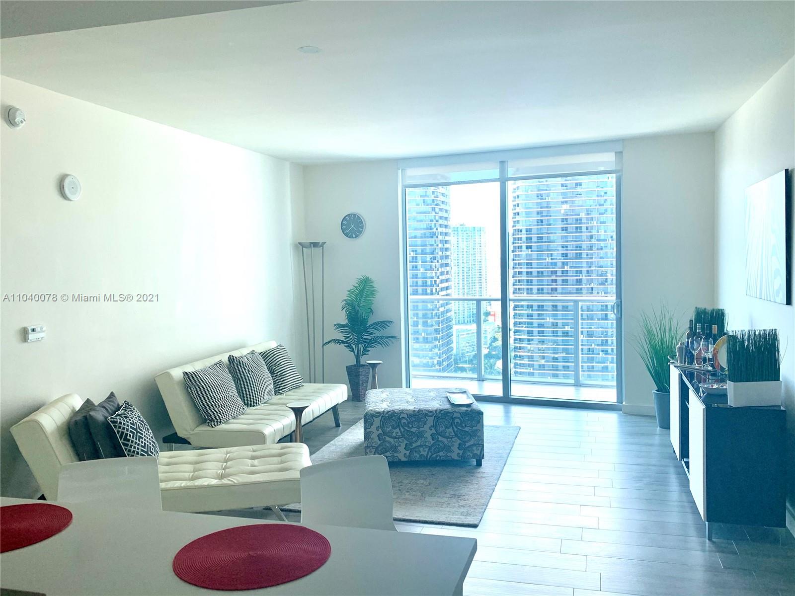 BEAUTIFUL, MODERN AND POSSIBLY TURNKEY FURNISHED 1 BEDROOM AND 1 BATH AT MILLECENTO. THIS UNIT ORIGINALLY CAME WITH A PREMIUM PACKAGE INCLUDING UPGRADES FROM THE DEVELOPER! (STUNNING TILES EVERYWHERE, A WALK-IN CLOSET AND WINDOWS SHADES).  IT IS THE HIGHEST 09 LINE UNIT CURRENTLY AVAILABLE ON THE MARKET. 
ITS LARGE BALCONY OVERLOOKS BRICKELL'S CENTER OF ACTION INCLUDING THE ENTIRE MARY BRICKELL VILLAGE AND HAS SUPERB CITY VIEWS YOU DO NOT WANT TO MISS. The building is located in the heart of Brickell, steps from all restaurants, shops and entertainment venues of Mary Brickell Village and Brickell City Center. Steps away from the metro rail and 2 metro mover stations. Great amenities that include a rooftop pool, another pool on the 9th, a 24 Hour gym, a theater, lounge, kids room etc.