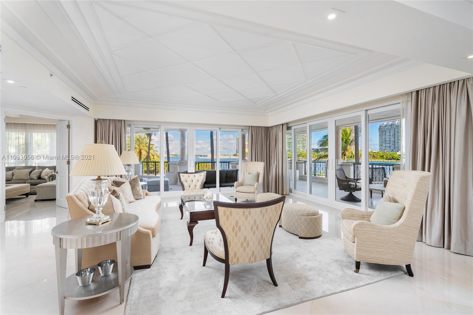 This elegant 3BR/3+1BA Oceanside unit at Villa Del Mare offers 3,580 SF of luxury featuring an oversized wrapping terrace to enjoy unobstructed views to Biscayne Bay, Government Cut, South Point & sunrise views out over the Atlantic Ocean. Marble & rich hardwood floors adorn the unit w/spacious open living & dining rooms, plus a private study/media room each with direct views to Government Cut. Open chef’s kitchen w/top-of-the-line Miele appliances, a wine closet & separate breakfast area. The principal suite sports rich hardwood floors, a seating area, voluminous walk-in closet & beautiful principal bath w/double sinks, a vanity, a glass shower & sunken spa tub. Additional highlights include coffered ceilings, security/climate-control systems, custom crown moldings and motorized shades.