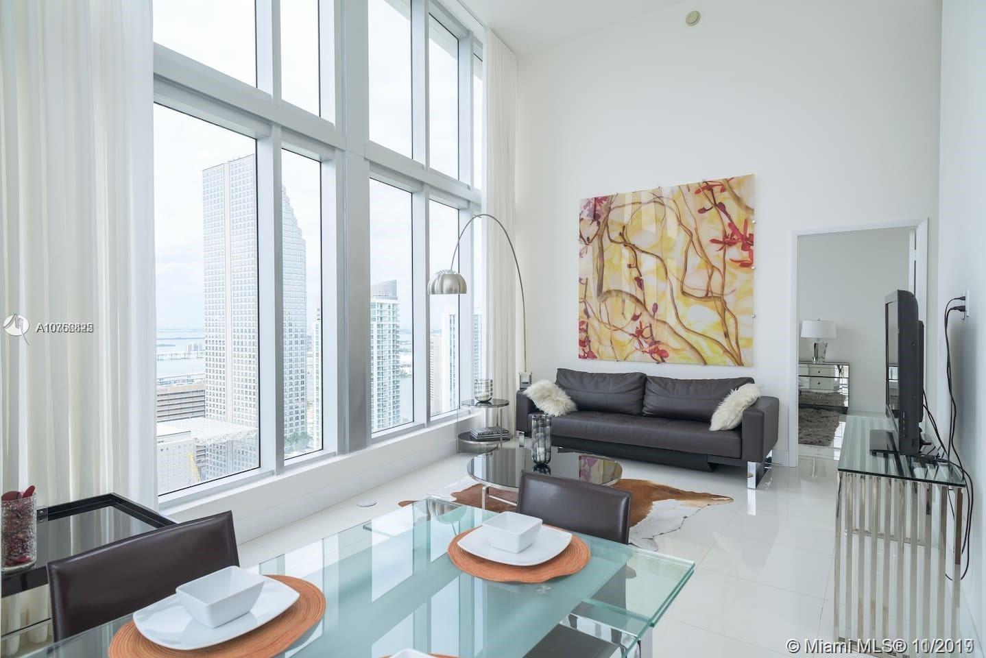 Available for short-term or seasonal rentals

16FT Ceilings & incredible views!! Very rare opportunity to rent this beautiful 2 Bedroom + 2 Bathroom featuring DOUBLE HEIGHT ceilings at the W Miami Residential section located in the heart of Brickell. Only a few floors feature ceilings this high

Fully furnished by Tui Lifestyle, Top-of-the-line appliances, curtains throughout & blackout blinds in the bedrooms, move-in ready.

The monthly rates reflected are for an annual lease. For availability, short term or seasonal rates please TEXT listing agent.