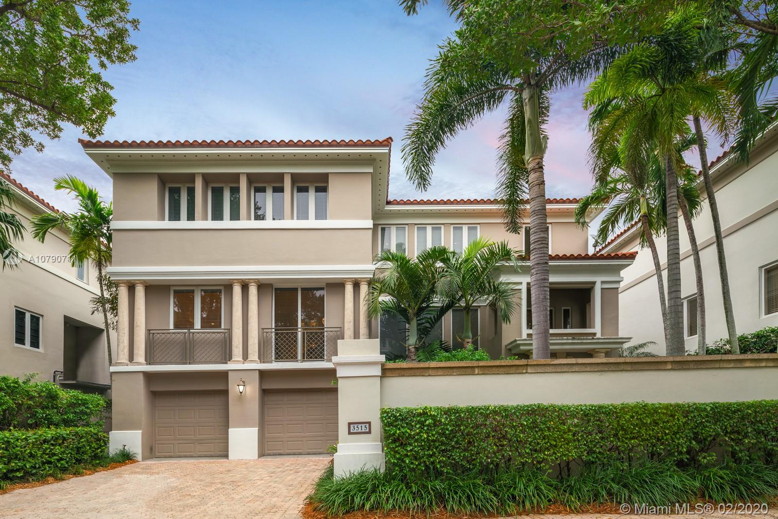 Nestled in the gated Bayshore Villas of Coconut Grove is a 6,972 sq ft NYC Chic three-story home with 2 car garage. Greeted by a triple-height foyer, the first floor opens to the family room, bar, gym/den, and a full bathroom. The elevator or stairs to the second floor lead to a formal living room, formal dining room, half bath, and an eat-in kitchen with walk-in pantry and Wolf and Subzero appliances. The third floor includes an office, two bedrooms with full ensuite bathrooms, master bedroom with sitting area, two walk-in closets, and master bathroom with dual sinks, open shower, and modern tub. The townhome also comes with a private boat slip on Biscayne Bay, plus access to community amenities: tennis courts, heated pool & spa, putting green, and easy access to neighboring parks.
