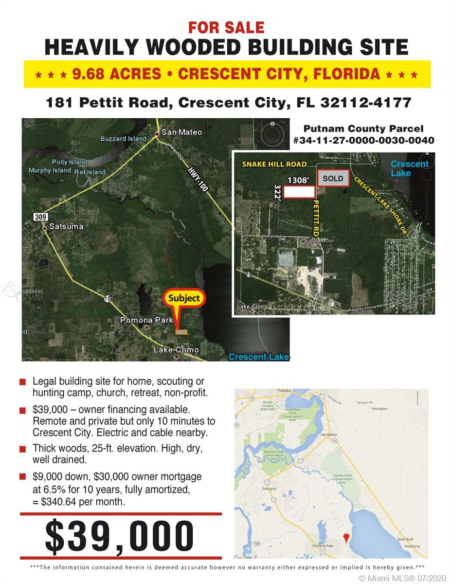 181 PETTIT RD, Cresent City, FL 32112