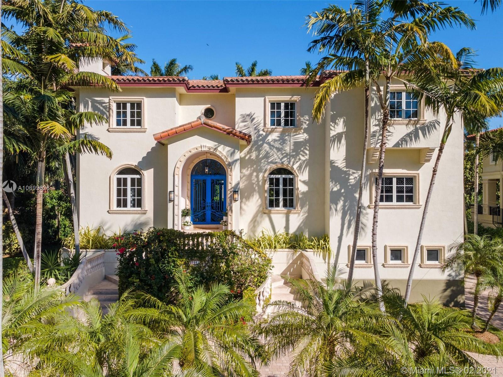 With over 7,000sq/ft under AC,this elegant & glamorous residence is nestled in Entrada Estates a gated community with 24H security.The Mediterranean style is well represented on the tri-level home.Main level showcases an open & soaring double high ceilings spaces created for entertaining flowing to two spacious formal, family living areas and formal dining room, brand new gourmet marble kitchen.Private Master Suite & three more beds are located on the second level.Ground floor offers an enormous open area for fun time,media room, gym, wet bar and two additional bedrooms, with its own bath.There is an elevator project available if needed...Outdoor highlights feature a covered lounge area and large pool w/Jacuzzi. Entrada Estates offers tennis court and boat access for easy pick up/drop off.