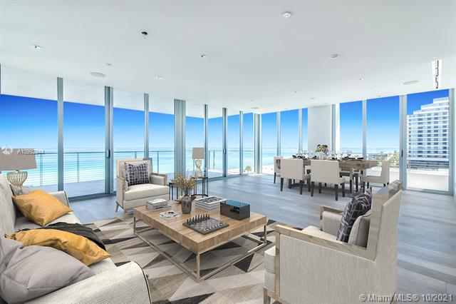With only 8 units in the building, 1 p flr, Beach House 8 is the most luxurious boutique condo in Miami Beach. Unit 700 is the first one to clear the bldg to the S, & the views span unobstructed from the Ocean to the Miami skyline. The 2 elevators open directly into the middle of the residence offering views of the ocean. Floor to ceiling sliding doors frame the entire apartment. On the ocean side is the living/dining area w a deep terrace w dazzling water views. The custom Boffi kitchen has Calacatta gold marble slabs, 2 refrigerators, 2 dishwashers, wine cooler & a gas stove. The N side of the residence has 3 en-suite bedrooms & to the W a luxurious master ste w his/her walk-in-closets, a sophisticated bath w/dual sinks, soaking tub, dual steam showers & his/hers water closets w/bidets.