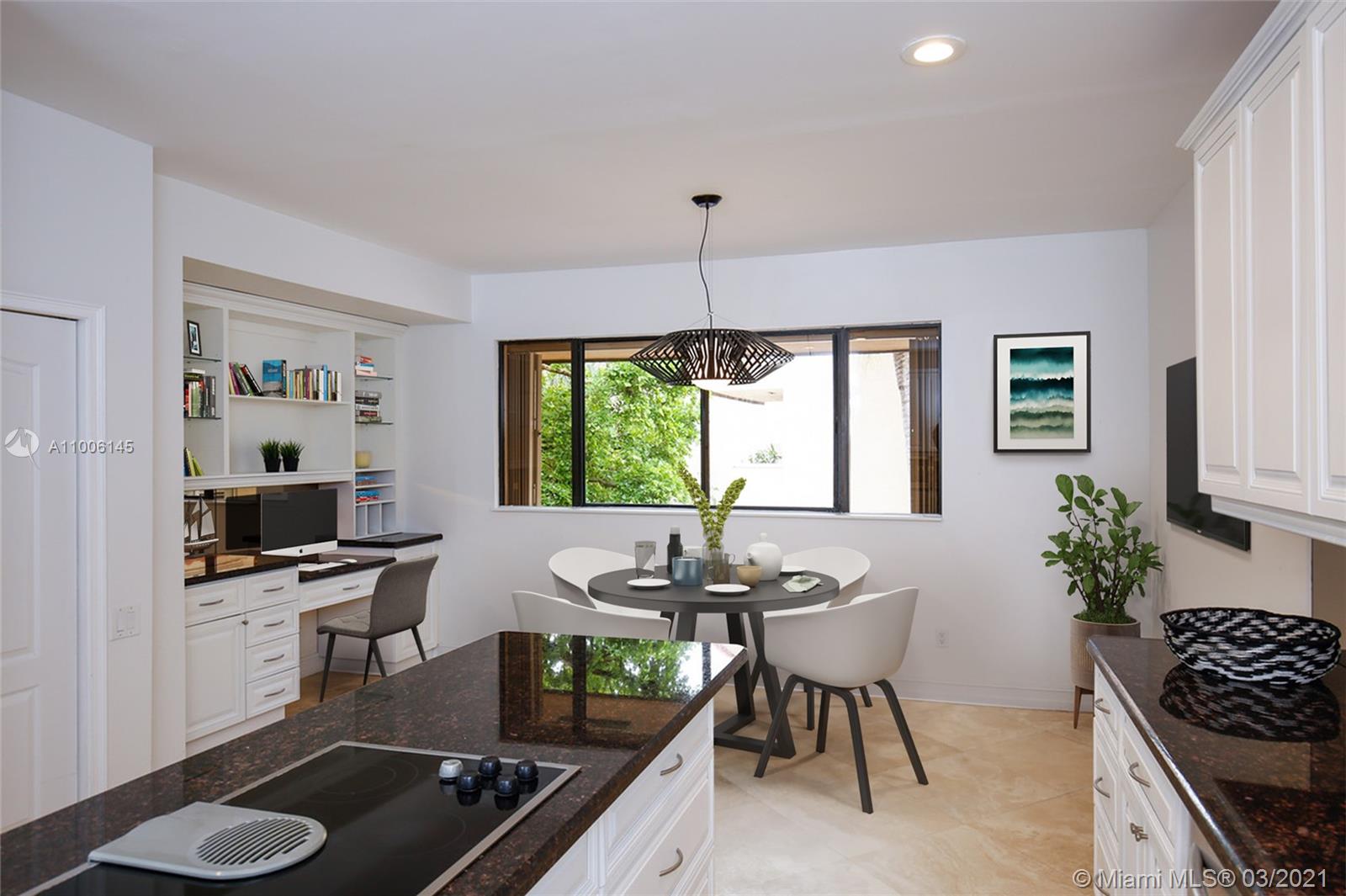 Beautiful updated Villa in the exclusive 24-hour gated community of l’Hermitage on Biscayne Bay.  Volume ceilings, great space layout, large eat in kitchen with island and tons of natural light throughout.   The master on the top floor is huge with a large bathroom and 2 walk in closets and feels like a separate private apartment!! Enjoy lounging on your large terrace oriented to the North so you can indulge year round. The location is fabulous, across from Ransom Everglades Middle School, a 7 minute commute to both the Brickell Avenue and Coconut Grove commercial districts. L’Hermitage is best known by locals as the Grove’s “undiscovered gem” due to its location and the fact that it is totally safe, has its own Bayfront (with boat slips), two clay tennis courts and heated pool.