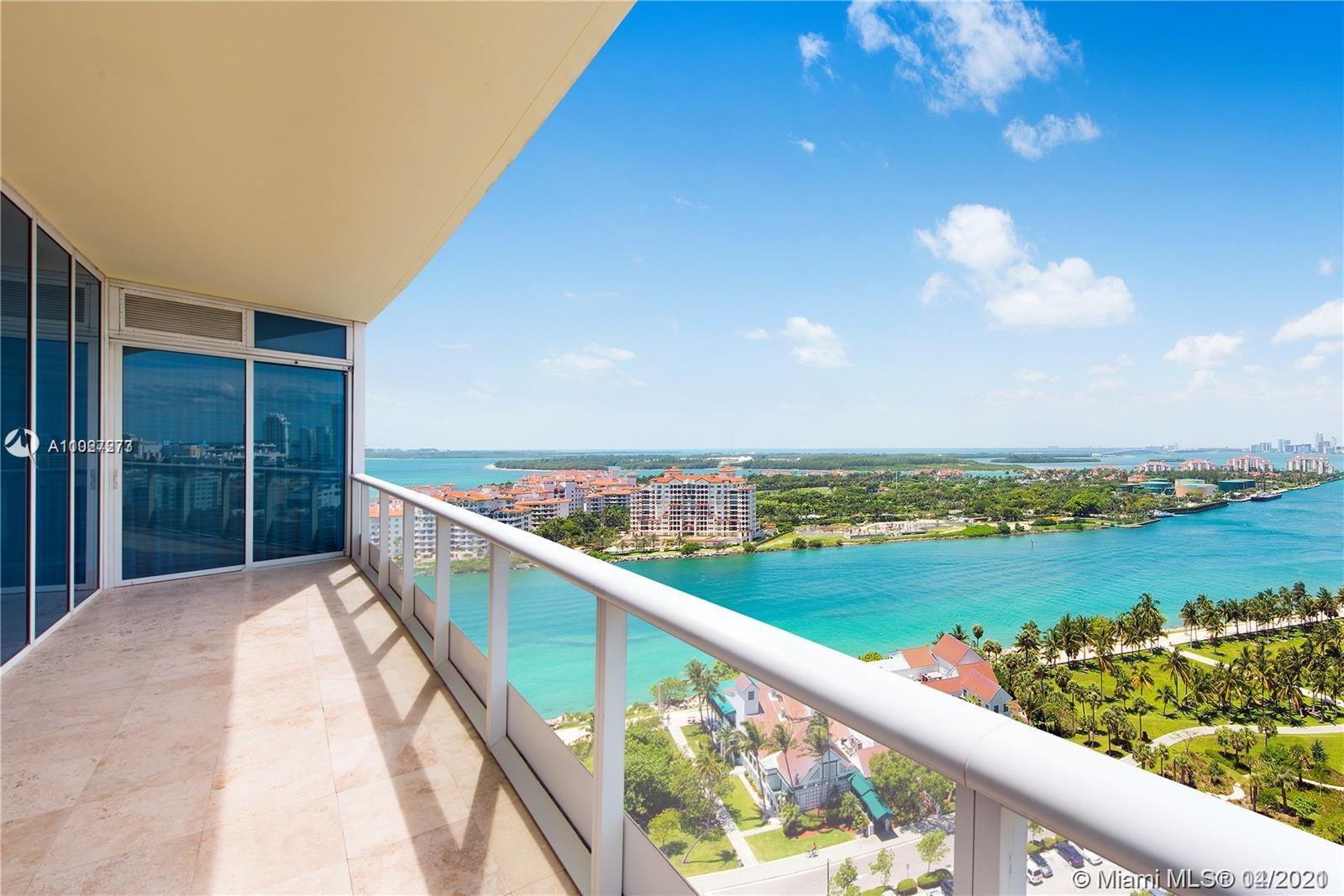 Experience sweeping views of the Ocean, Fisher Island and Downtown Miami from this 2 bedroom residence at The Continuum South Beach. Expansive balcony, open kitchen with Subzero and Miele appliances and a split floorplan with a private foyer. Continuum amenities include 12 acres of playground including pools, 3 tennis courts, great restaurant, beach service and a 10,000 square foot fitness. Gated community affording resort living at its finest.