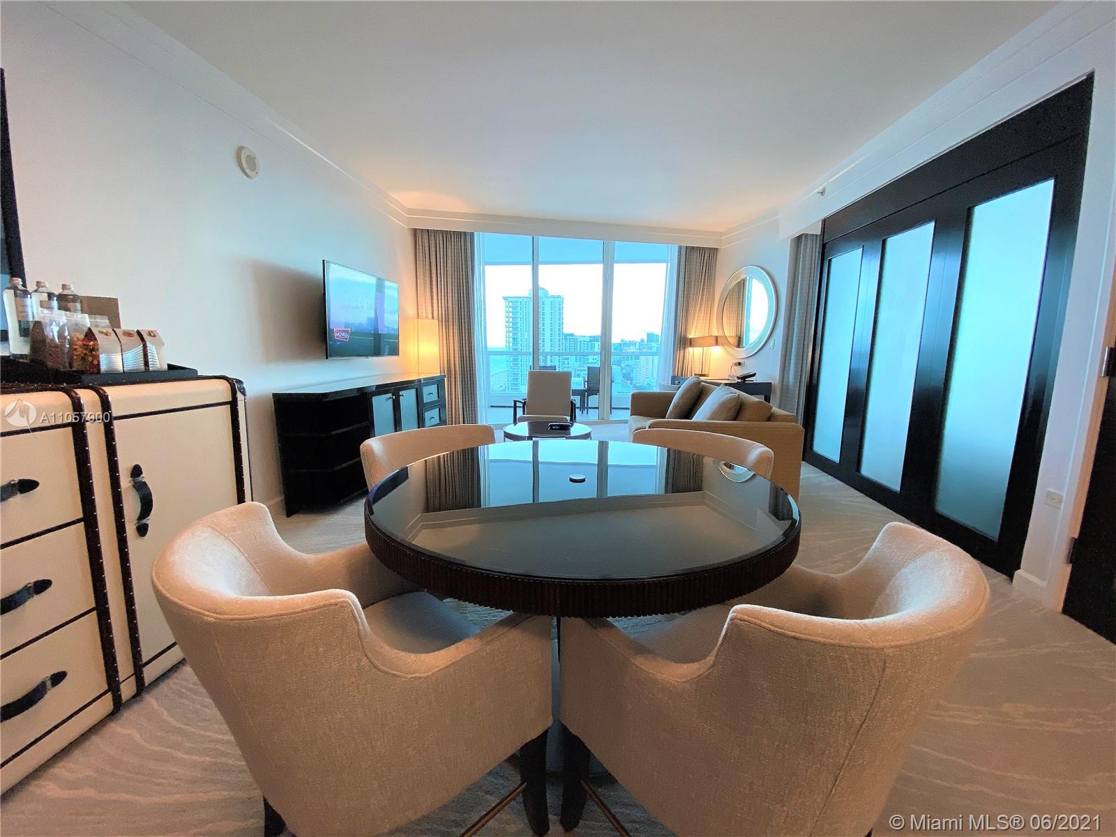 Rare Jumbo Junior Suite at the Iconic Fontainebleau Miami Beach in the Sorrento tower 
802 Square Feet (76 Square Meters). Stunning views of the Ocean and Downtown Miami, High floor.
Less than 14 similar units in the property. Great for investment with over 10% return on rental Income.
Direct Access to Beach From the Hotel. Enjoy it's 7 Swimming Pools (w/ 2 bars and pool side restaurant – La Cote) Kids Pool (w/ Water Slide)
-5,800 Square Feet State-of-the-Art Gym.
-Access to owner's lounge serving continental breakfast.

Award Winning Restaurants in property: Hakkasan, Strip Steak, Scarpetta, and Pizza & Burger.