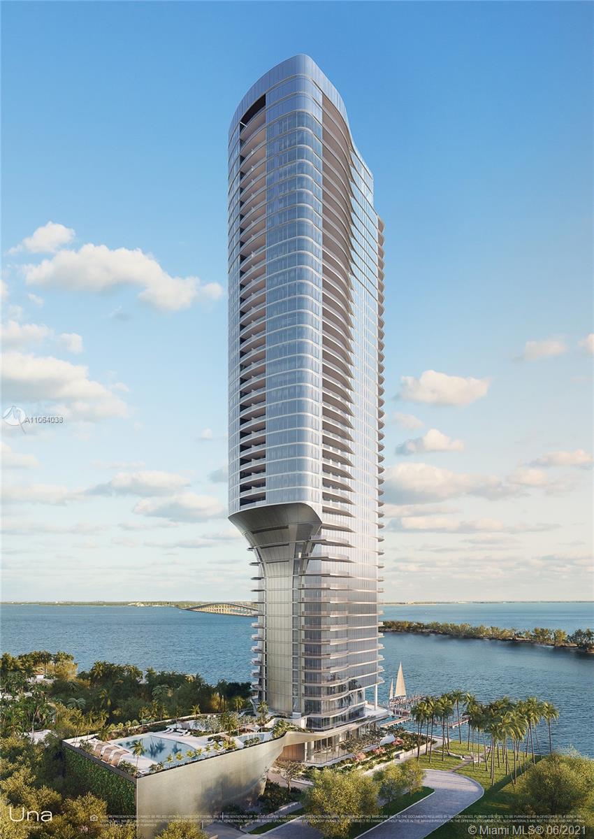 UNA's 135 luxury residences set the standard for Brickell waterfront living with visionary design, inviting gardens and unrivaled views across Biscayne Bay. The 47-story iconic tower is recognizable by the smooth, light metallic surface and striking silhouette that recalls the shape of a wave. 2-5 bedroom residences feature 11 ft floor-to-ceiling glass and expansive terraces as well as an array of amenities including three pools, a spa and gym elegantly envisioned by the chairman of Aman, private elevators and private boat slips. With easy access to Coconut Grove, Downtown, Brickell, MIA and the beaches of Key Biscayne, UNA is exemplar for Miami Living.