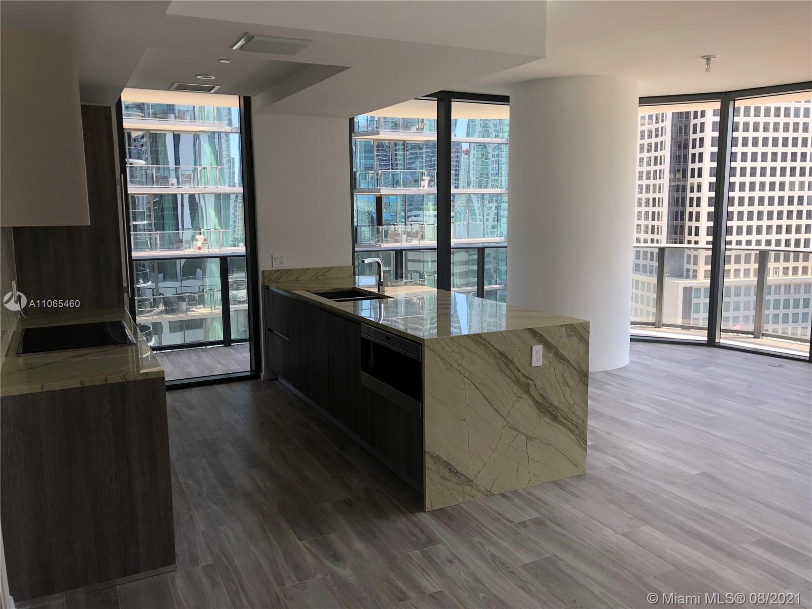 Brand new 2Bed/2Bath corner unit with wrapped-around balcony facing bay and Miami skyline. Private elevator with biometrics technology. Fully upgraded penthouse-like kitchen, wood-like porcelain floors, finished walk-in closet , large master bathroom with double sink, rain shower and separated tub. Incredible amenities include residential only roof top pool, residential only indoor lounge with private wine cellar, several lounge areas throughout the building, SPA with relaxing area and three treatment rooms, fully equipped gym, kids' room, full service pool and cabana lounge, pool and poker tables, tennis court, 24/7 concierge service.