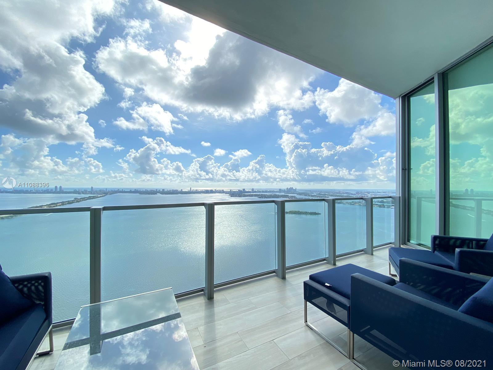 This bright water-front residence, located in Edgewater, features unobstructed Biscayne Bay and Miami Beach Skyline views. 2 bedrooms, floor to ceiling impact glass windows, large balcony, kitchen, Miele appliances and quartz counter tops, custom built walk-in closets and vanities, motorized window shades and excellent open floor plan.

Miami’s premier members only beach club on Biscayne Bay, oversized terraces with views of Biscayne Bay, Miami Beach, and downtown skyline, fitness center, 24 Hour security, video surveillance, valet parking?, summer kitchen and lounge, pool and hot tub with panoramic views, two tennis courts, basketball half court, residence dog park, spa with sauna, steam room, blow-dry bar, massage treatment rooms & business center with audio video connectivity.