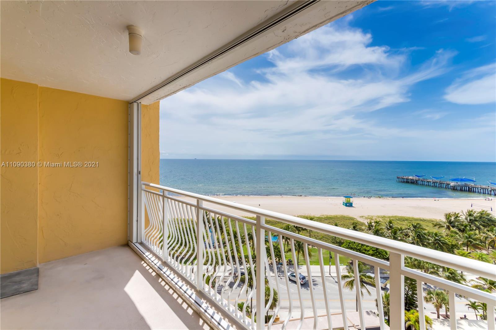 Direct Ocean front, spacious 2BR/2B condo, located in prime Pompano Beach, in the charming ‘Bermuda House’. This immaculate, 11th floor unit has spectacular ocean vistas throughout, with year round trade winds off the sea enjoyed on the seated balcony. Granite and stainless steel Kitchen opens onto a large dining and living area, suited for luxurious comfort and design ease. Abundant closets and storage, Central AC, and assigned locker in storage room. Located next to the fantastic Pompano Pier, steps away the best dining and entertainment along the beach with a modernized downtown Ocean Boulevard offering all amenities. Bermuda House has done some upgrades needed for the building's 40 Year Certification and is in great condition. There are no current special assessments.